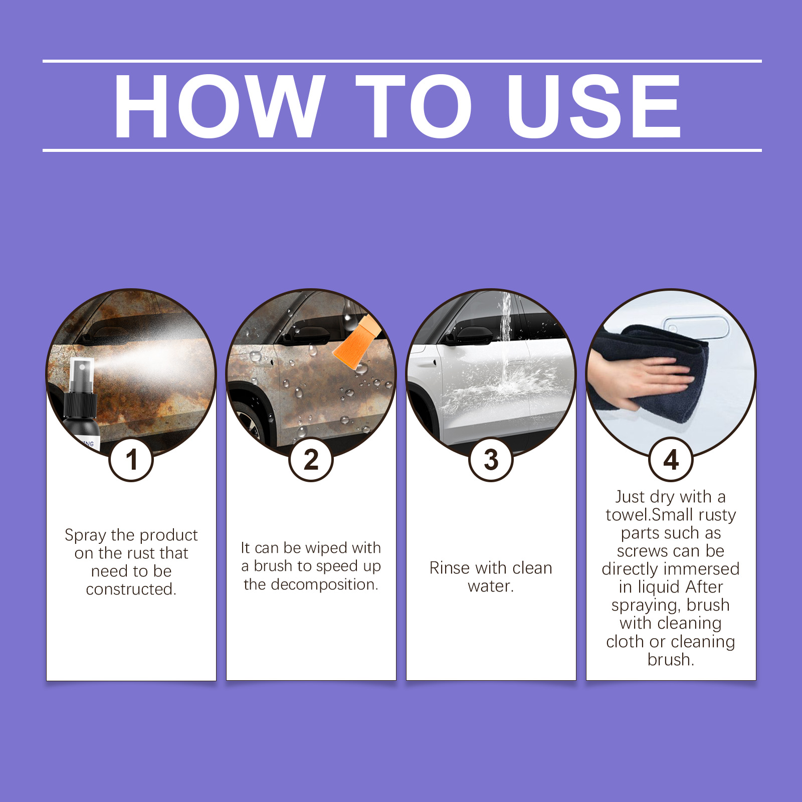 Metal Rust Remover Spray Multi Purpose Polishing For Car Wheels Chrome Stainless Steel And Iron Surface 30ml