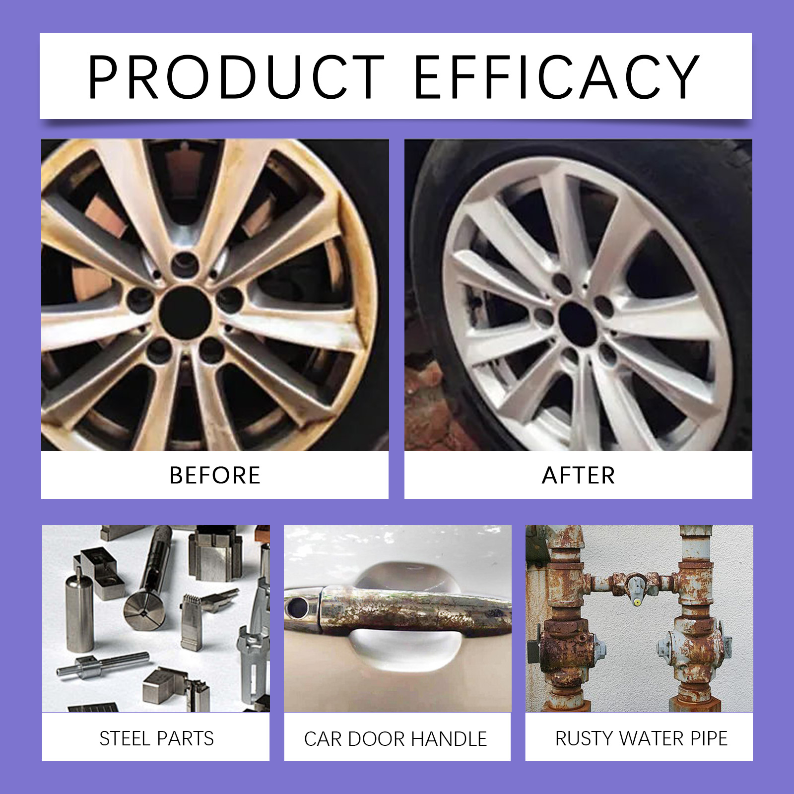 Metal Rust Remover Spray Multi Purpose Polishing For Car Wheels Chrome Stainless Steel And Iron Surface 30ml
