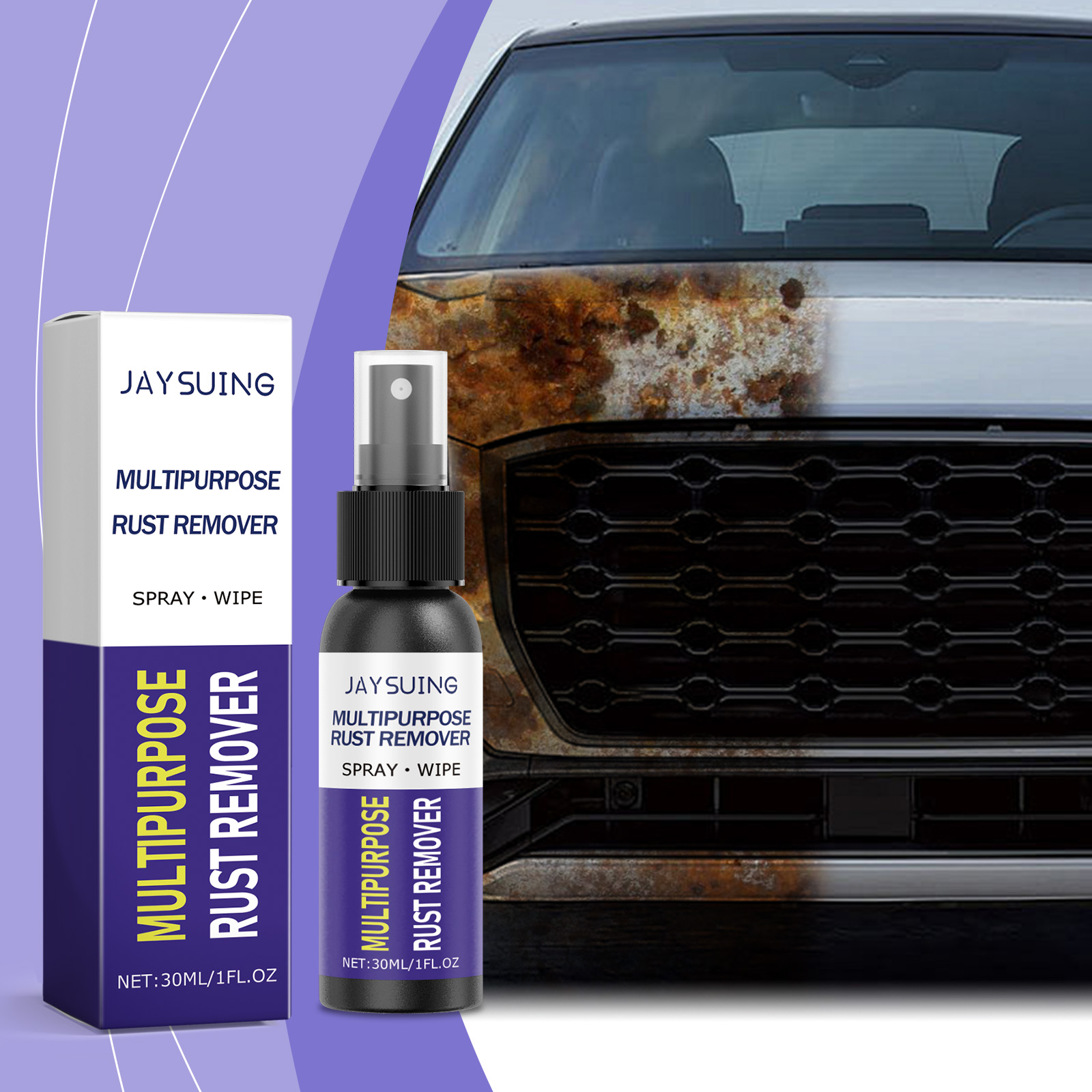 Metal Rust Remover Spray Multi Purpose Polishing For Car Wheels Chrome Stainless Steel And Iron Surface 30ml