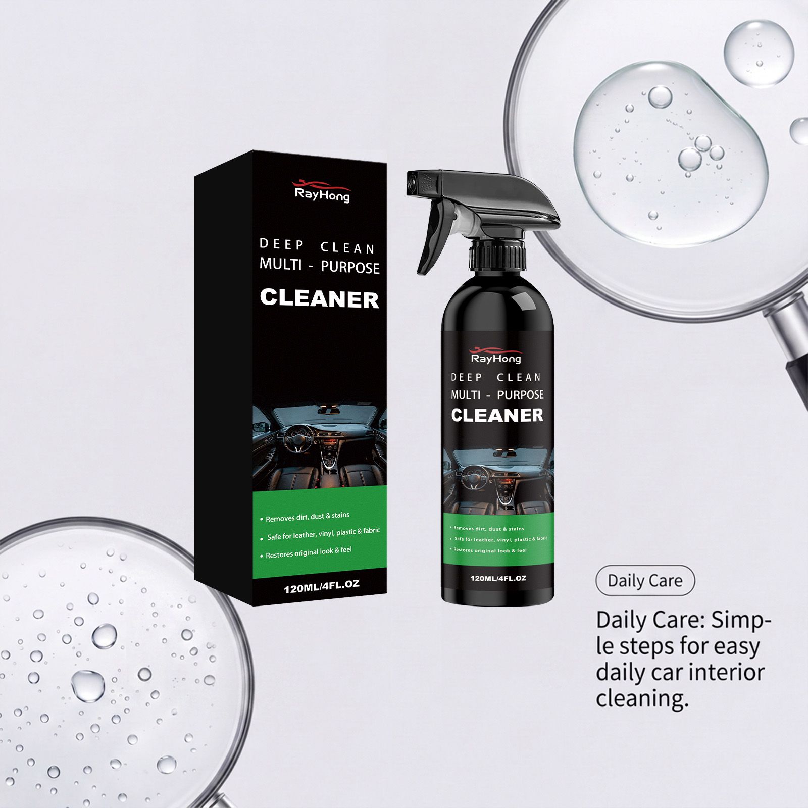Multi Purpose Car Interior Cleaner For Leather Plastic And Fabric Surfaces