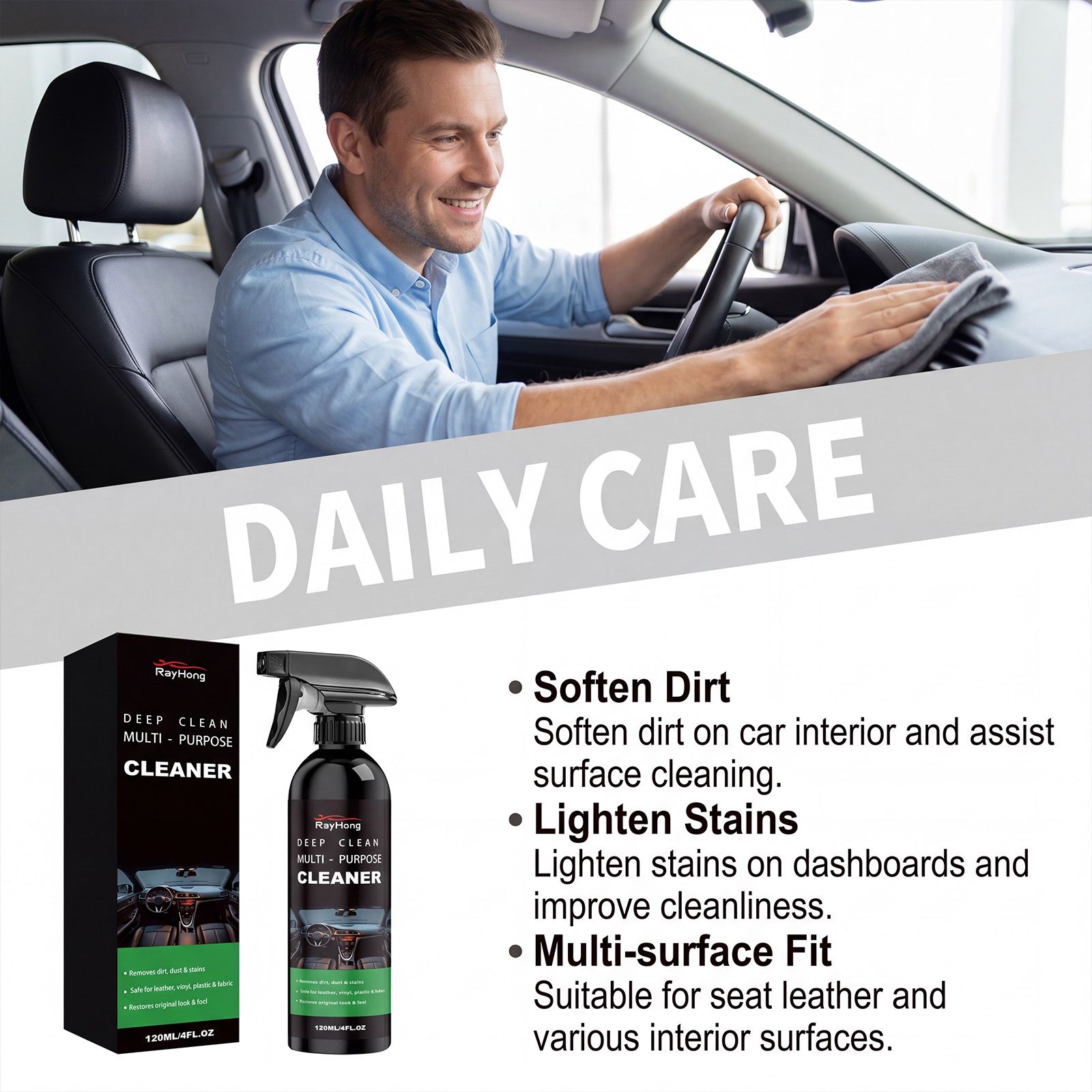 Multi Purpose Car Interior Cleaner For Leather Plastic And Fabric Surfaces