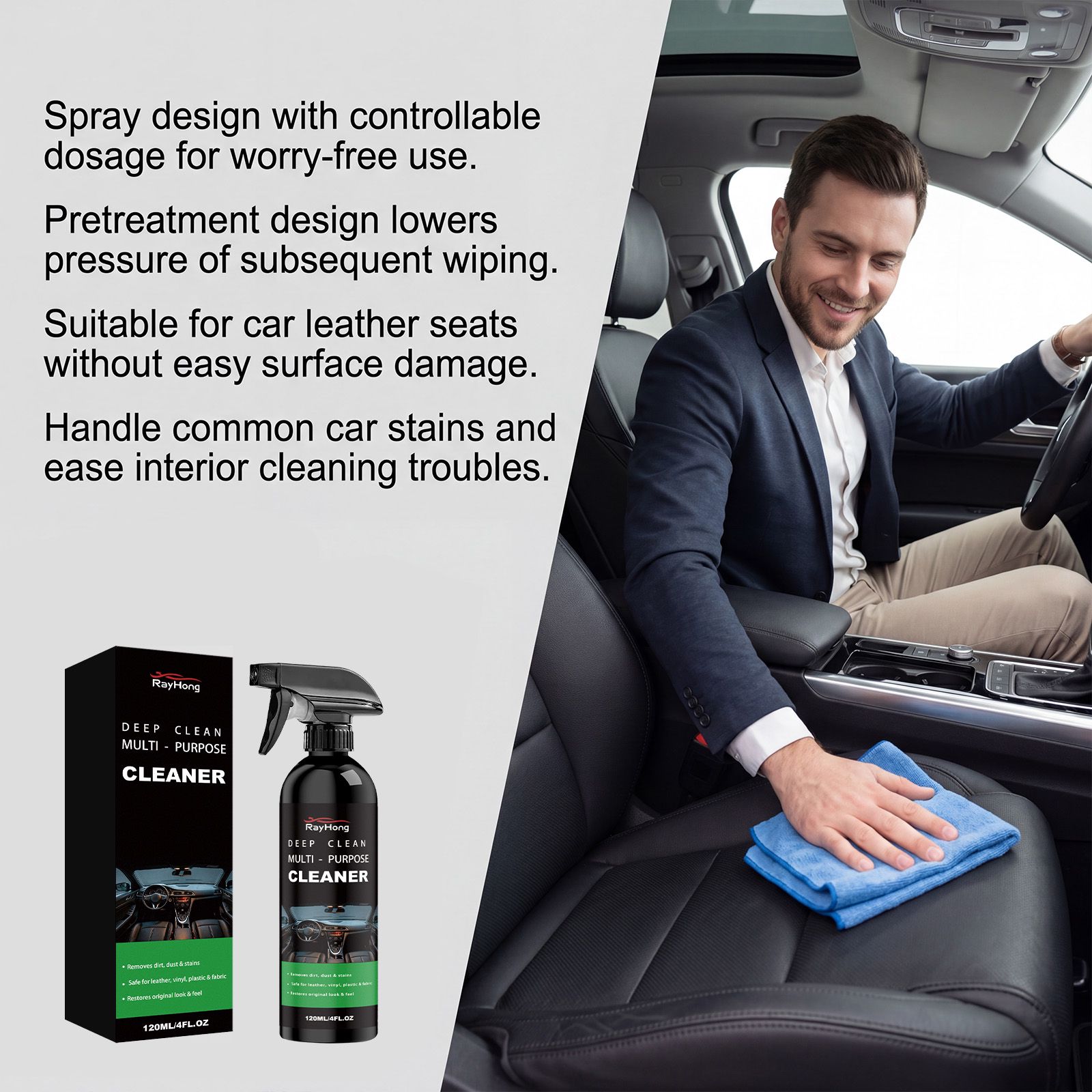 Multi Purpose Car Interior Cleaner For Leather Plastic And Fabric Surfaces