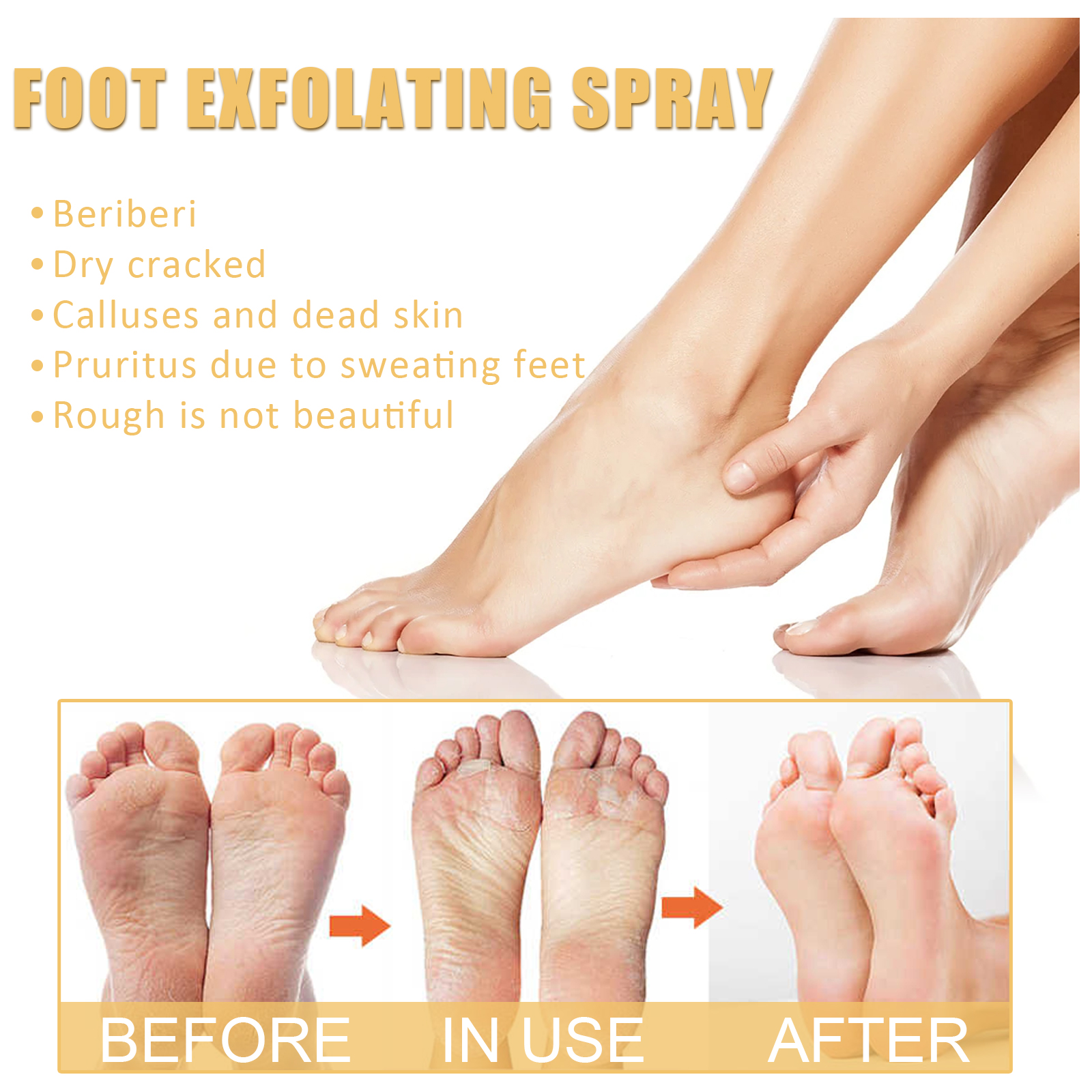 Foot Exfoliating Spray 72H Moisture Lock Callus Softener Anti Dry Crack Repair Odor Control Brightening Foot Care Liquid