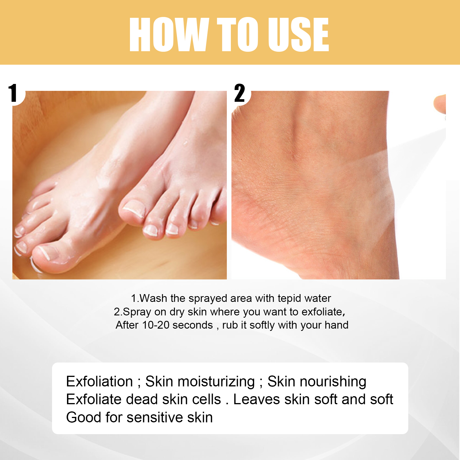 Foot Exfoliating Spray 72H Moisture Lock Callus Softener Anti Dry Crack Repair Odor Control Brightening Foot Care Liquid