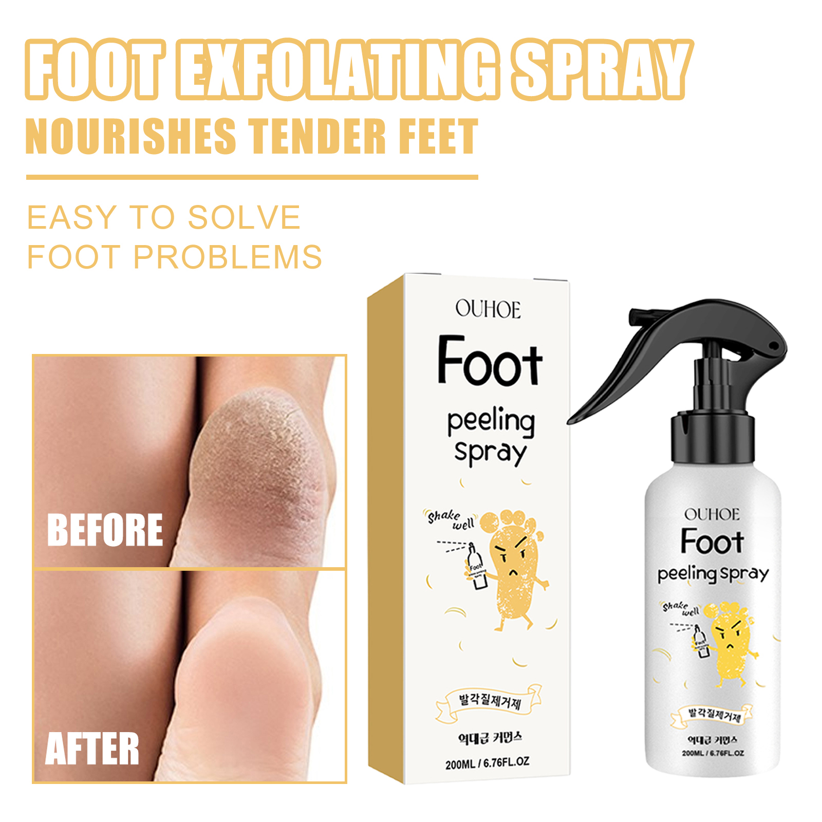 Foot Exfoliating Spray 72H Moisture Lock Callus Softener Anti Dry Crack Repair Odor Control Brightening Foot Care Liquid