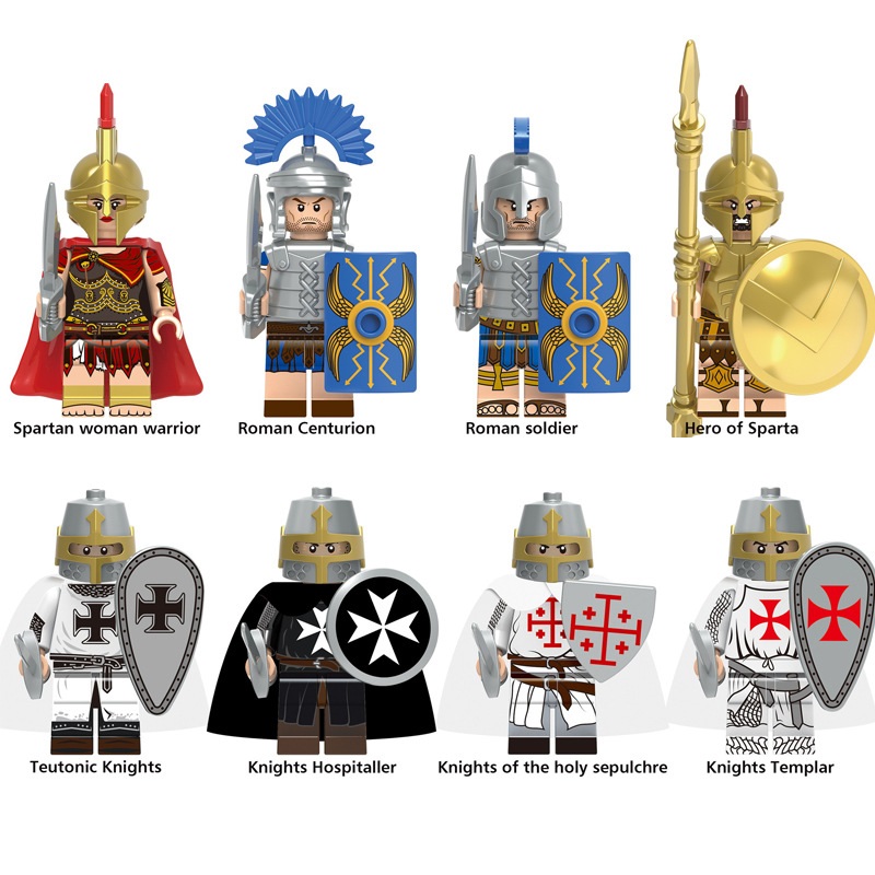 (Style A) Soldiers Mini Figures with Weapons Accessories Medieval Roman Soldiers Building Blocks Military Strategy Game Toys Role Play Gifts for Kids