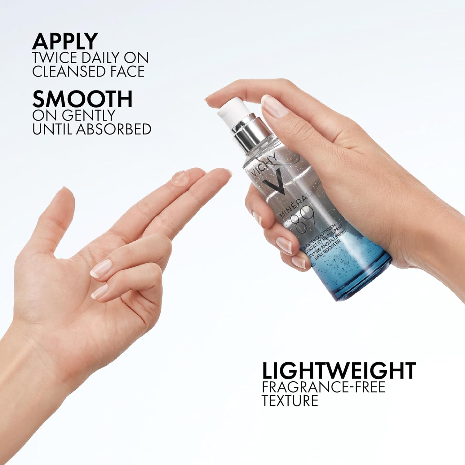 Vichy Mineral 89 Booster Pure Hyaluronic Acid Serum for Face with Polyglutamic Acid for Skin Barrier Repair Plumps Hydrates Lightweight Hydrating Serum Oil-Free