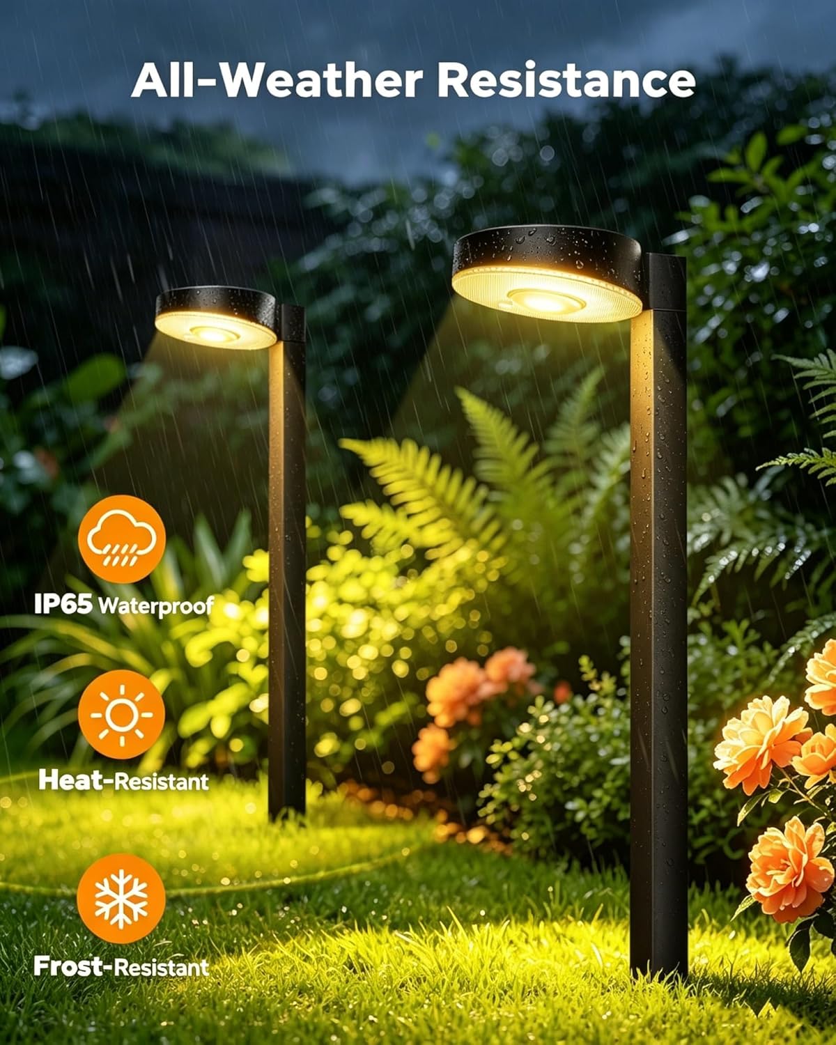 (4 pcs) Solar Lights for Outdoor Garden Solar Garden Path Lights with 3 Color Temperatures and Brighter Lens IP65 Waterproof Solar Lights for Pathway Lawn Patio Yard 