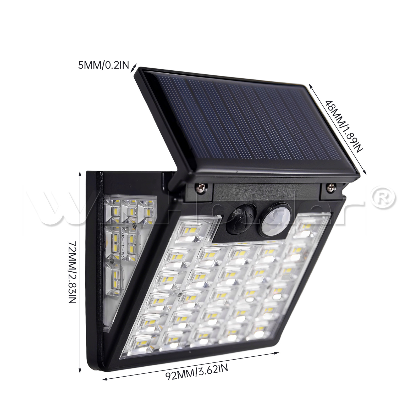 2Pcs Outdoor 72 LED Solar Lights 3 Working Modes Super Bright PIR Motion Sensor IP65 Waterproof Flood Wall Security Lights Yard