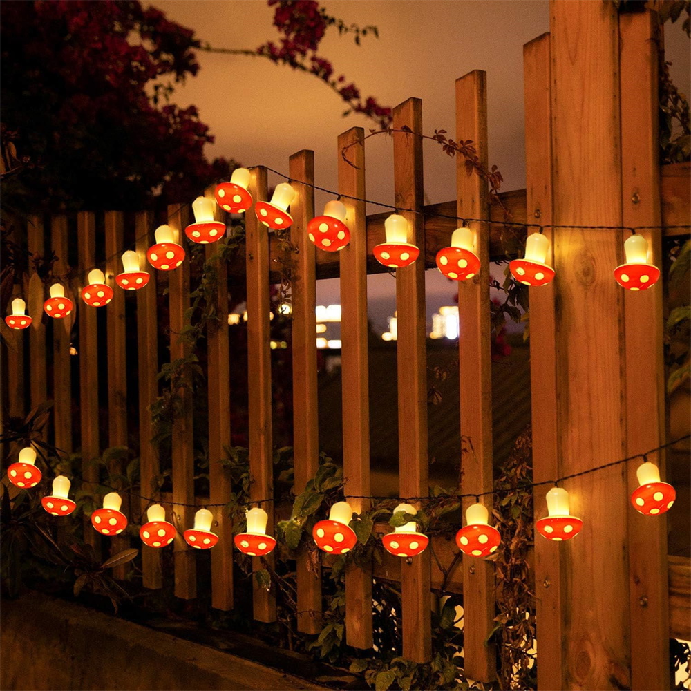 Solar Mushroom String Lights Garden Lights for Outdoor Christmas Decorations 8 Modes Solar Pathway Lights for Garden Lawn