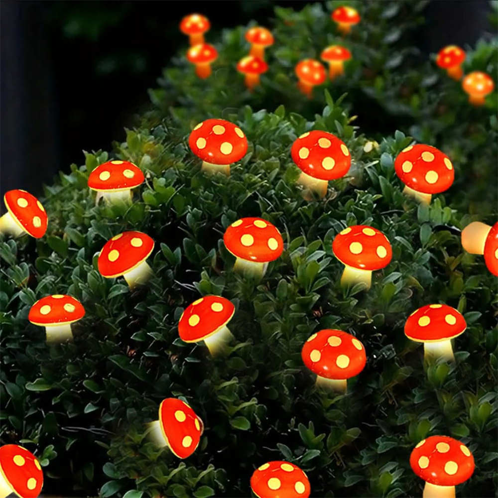 Solar Mushroom String Lights Garden Lights for Outdoor Christmas Decorations 8 Modes Solar Pathway Lights for Garden Lawn