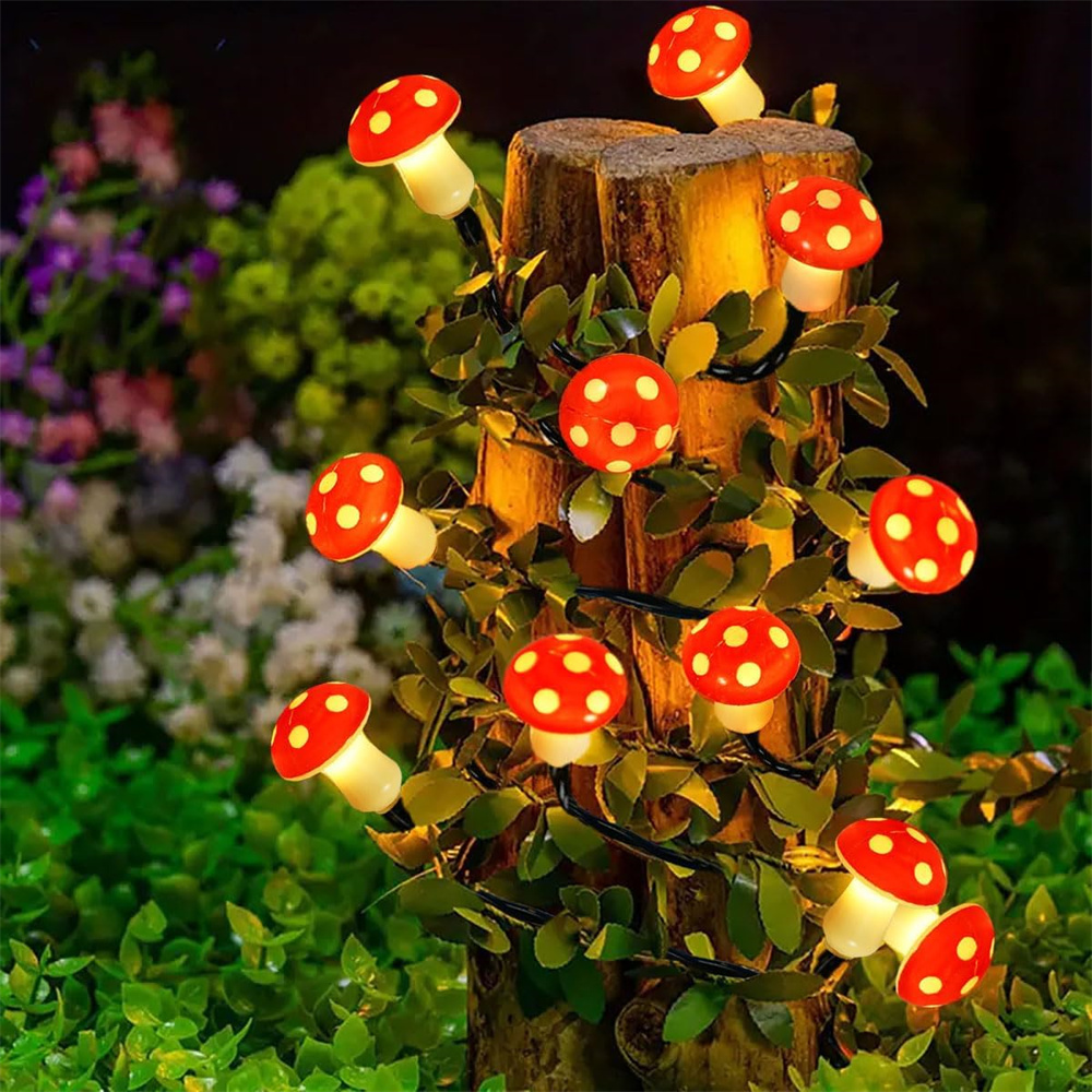 Solar Mushroom String Lights Garden Lights for Outdoor Christmas Decorations 8 Modes Solar Pathway Lights for Garden Lawn