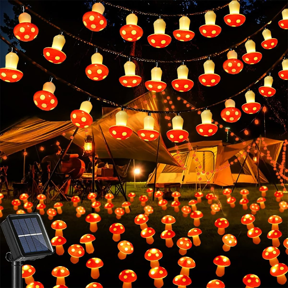 Solar Mushroom String Lights Garden Lights for Outdoor Christmas Decorations 8 Modes Solar Pathway Lights for Garden Lawn