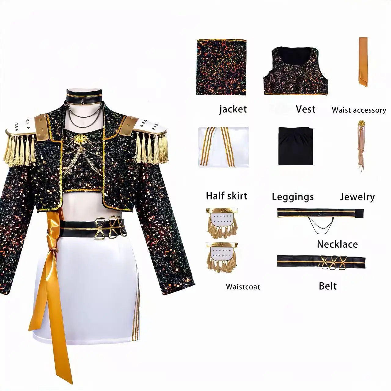 (140CM)  Little Girls Party Role Play Suit Rumi Zoey Mira Inspired Stage Performance Costume for Kids Birthday Dance Party