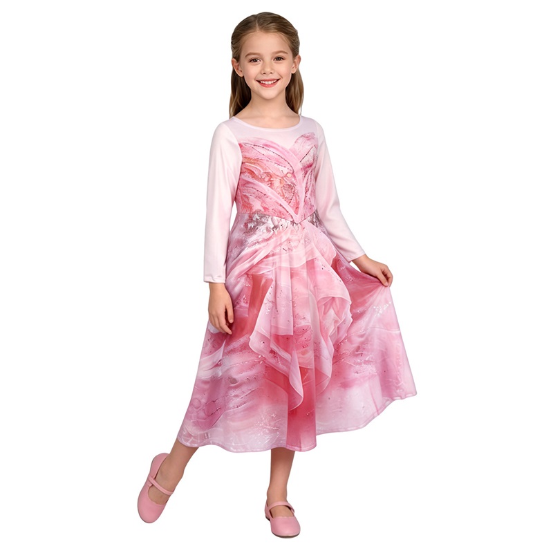 (130CM) Kids Glinda the Good Witch Pink Princess Dress Costume for Halloween Musical Stage Performance Roleplay