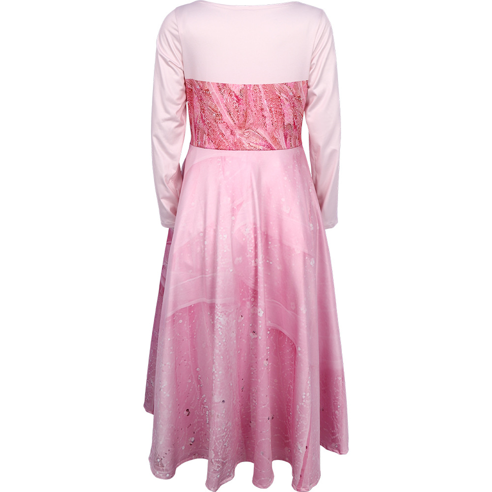 (130CM) Kids Glinda the Good Witch Pink Princess Dress Costume for Halloween Musical Stage Performance Roleplay