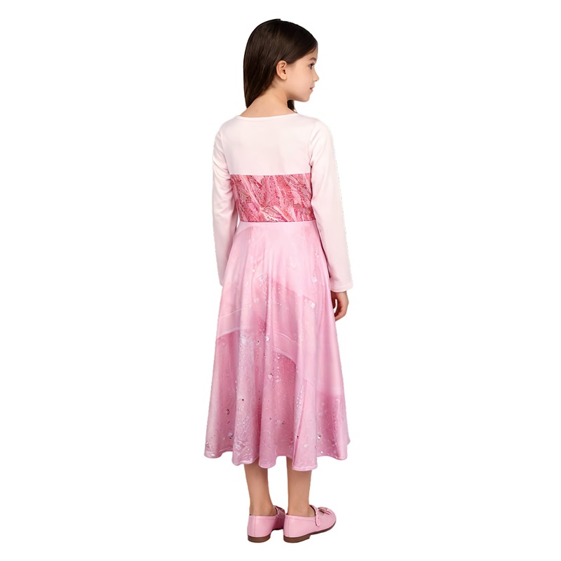 (130CM) Kids Glinda the Good Witch Pink Princess Dress Costume for Halloween Musical Stage Performance Roleplay