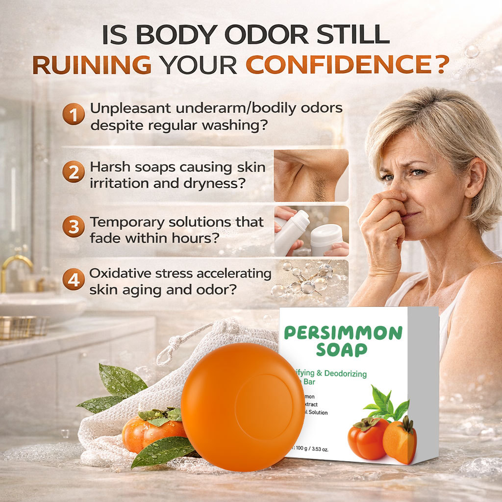 Purifying Deodorant Persimmon Soap With Green Tea Scent For Odor Control And Daily Body Cleansing Bar 100g