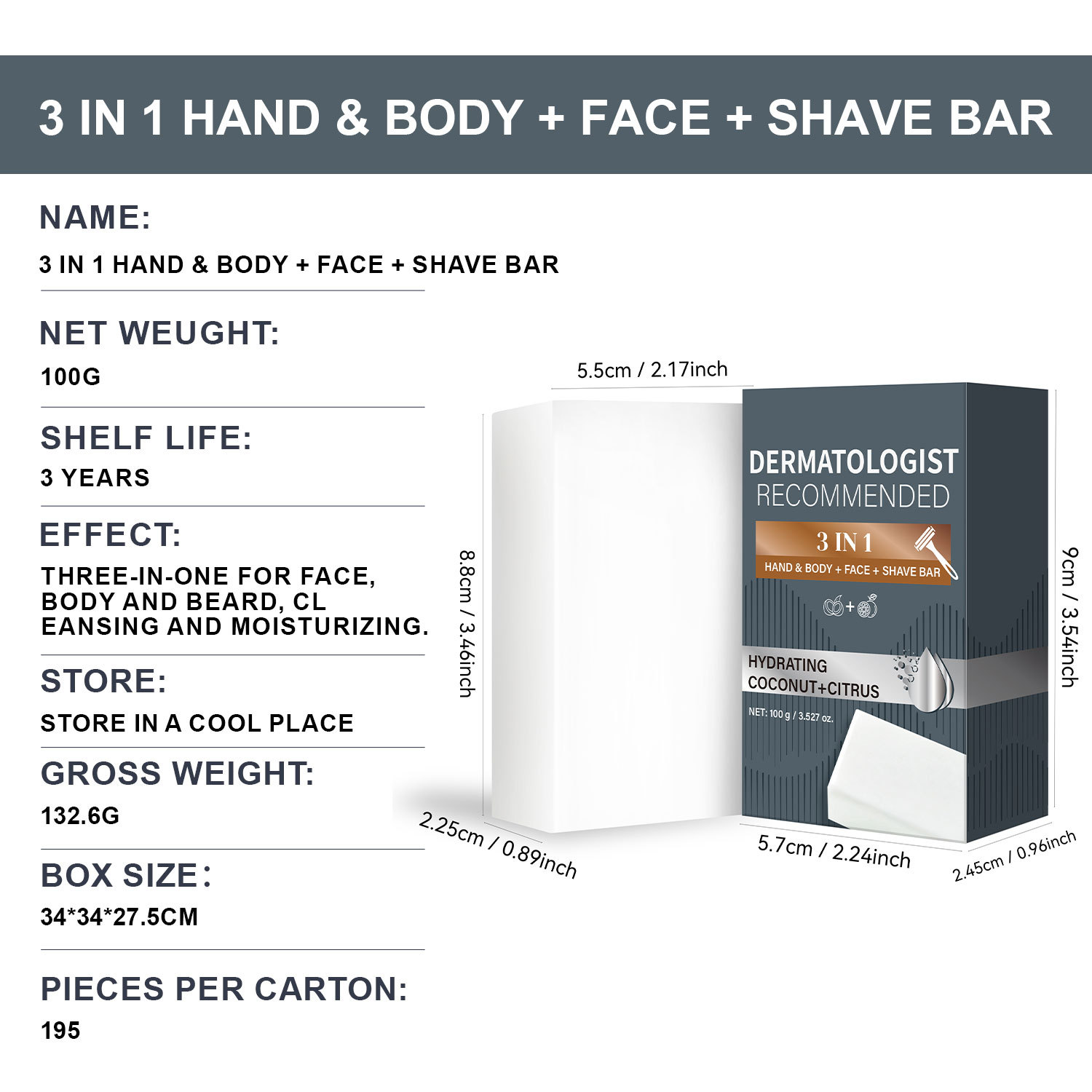 Shaving Soap Bar For Face Body And Beard Gentle Cleansing Moisturizing Daily Grooming 100g