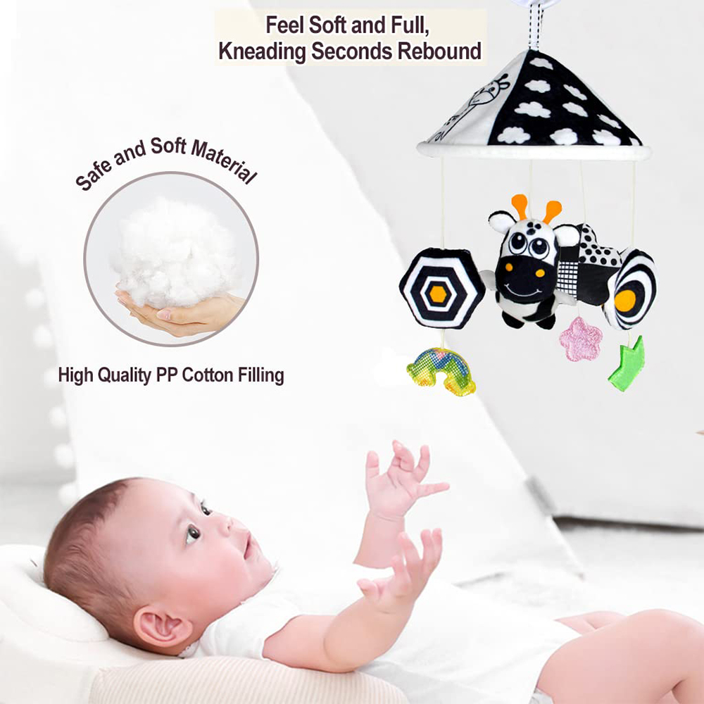 (deer) Black and White High Contrast Baby Toys Car Seat Toys for Newborn Hanging  Stroller Toy for 0 12 Months Infant Rattle Toys