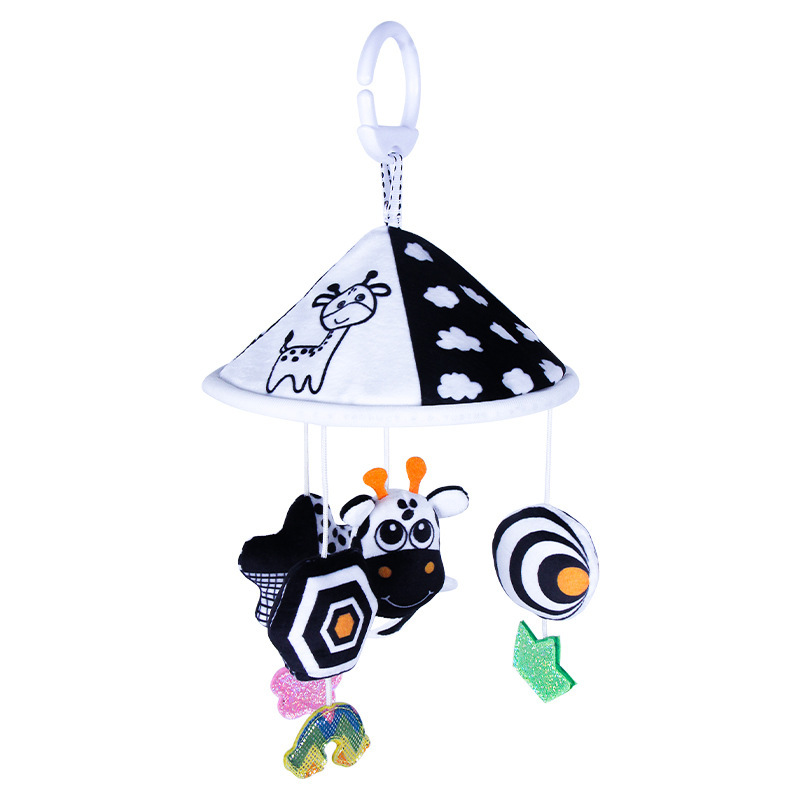(deer) Black and White High Contrast Baby Toys Car Seat Toys for Newborn Hanging  Stroller Toy for 0 12 Months Infant Rattle Toys