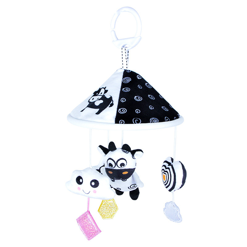 (deer) Black and White High Contrast Baby Toys Car Seat Toys for Newborn Hanging  Stroller Toy for 0 12 Months Infant Rattle Toys
