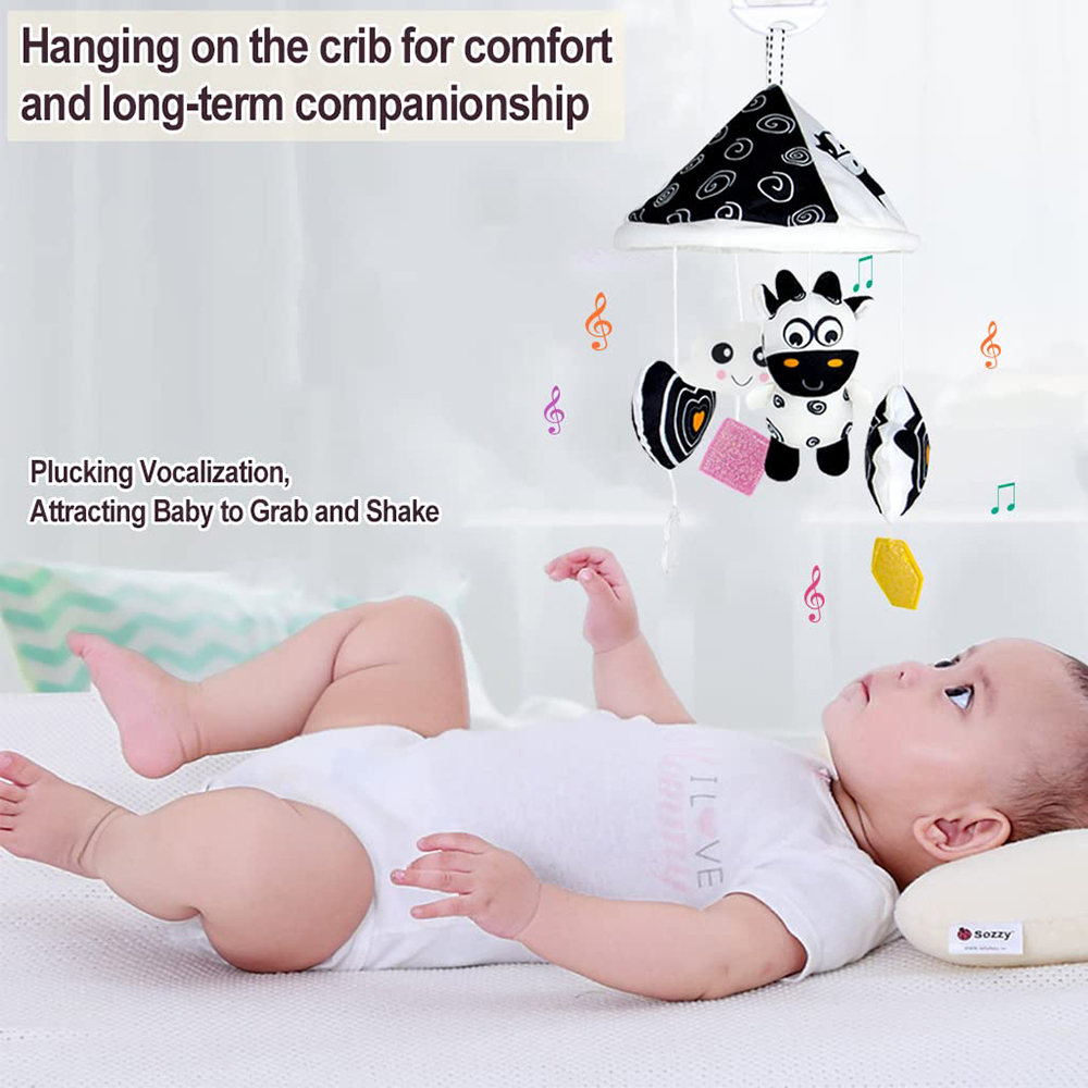 (deer) Black and White High Contrast Baby Toys Car Seat Toys for Newborn Hanging  Stroller Toy for 0 12 Months Infant Rattle Toys