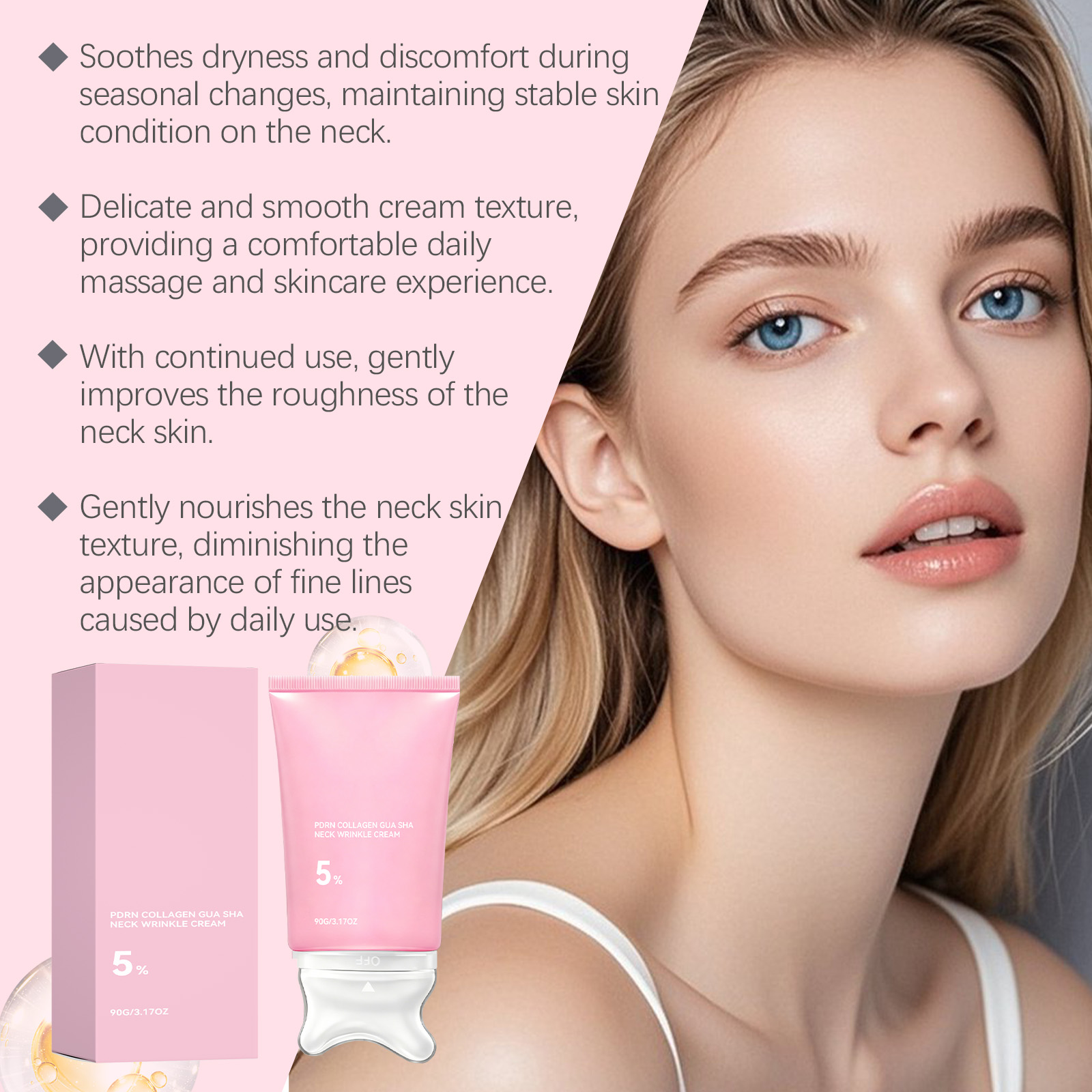 Collagen Neck Cream Daily Neck Skin Smooth Soft Hydrating Delicate Moisturizing Massage Care Lotion