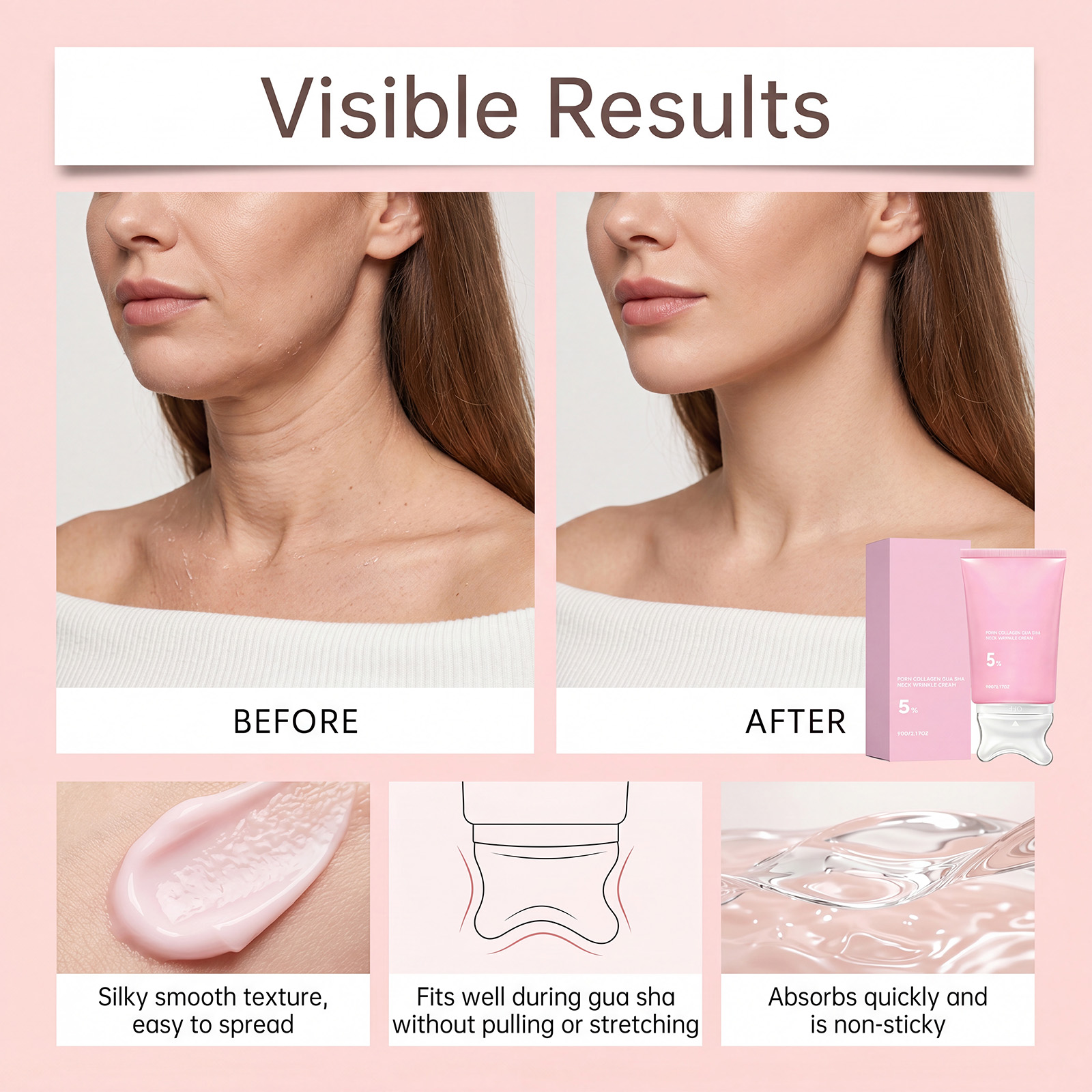 Collagen Neck Cream Daily Neck Skin Smooth Soft Hydrating Delicate Moisturizing Massage Care Lotion