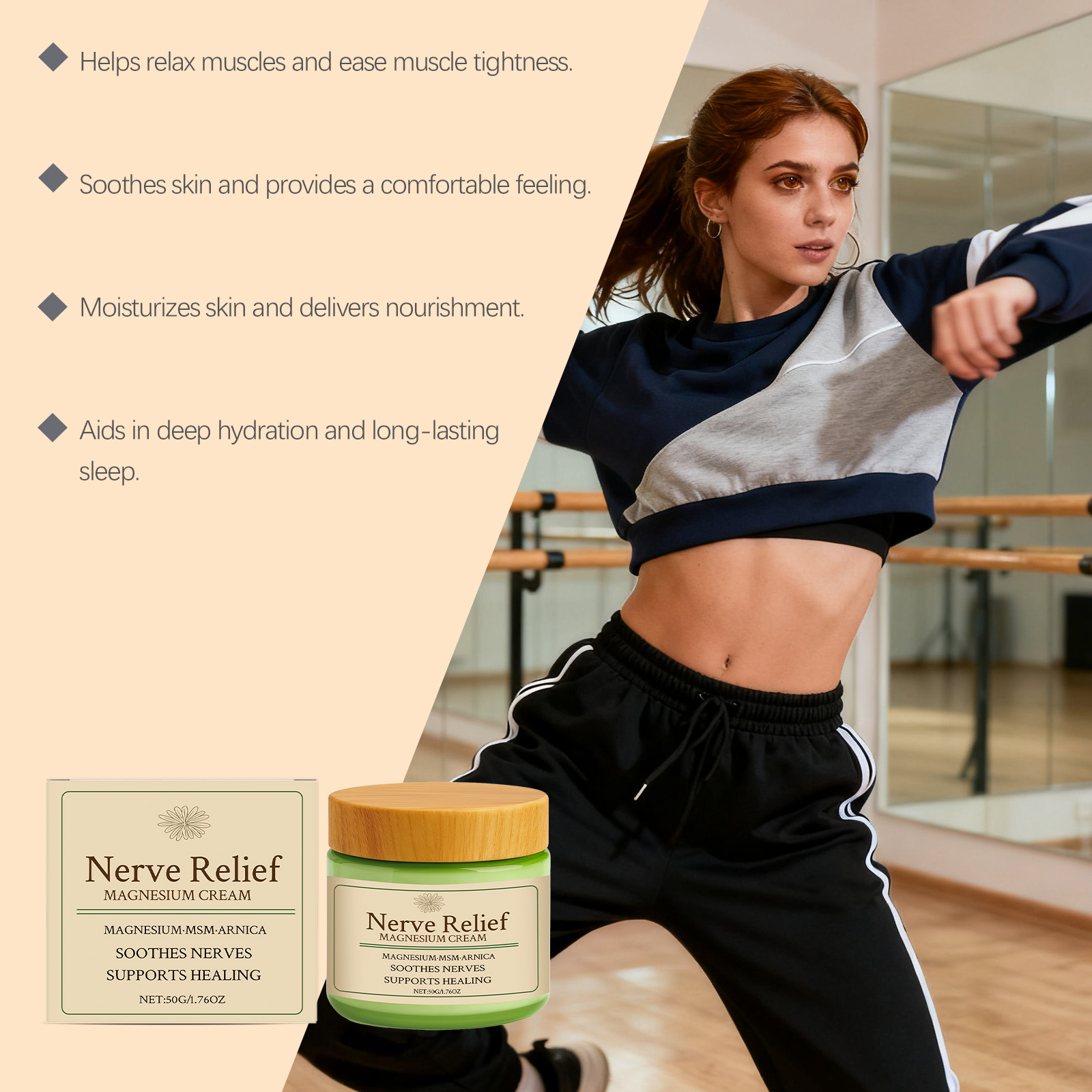 Body Care Magnesium Cream Delicate Moist Easy Absorb Daily Body Joint Apply Comfort Skin Friendly Massage Lotion
