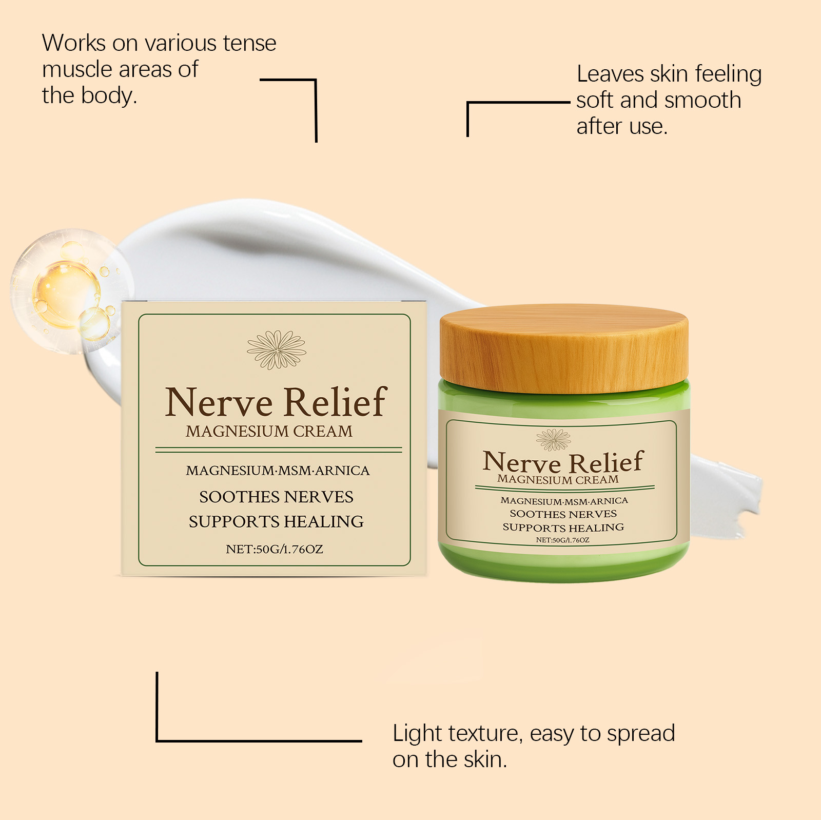 Body Care Magnesium Cream Delicate Moist Easy Absorb Daily Body Joint Apply Comfort Skin Friendly Massage Lotion