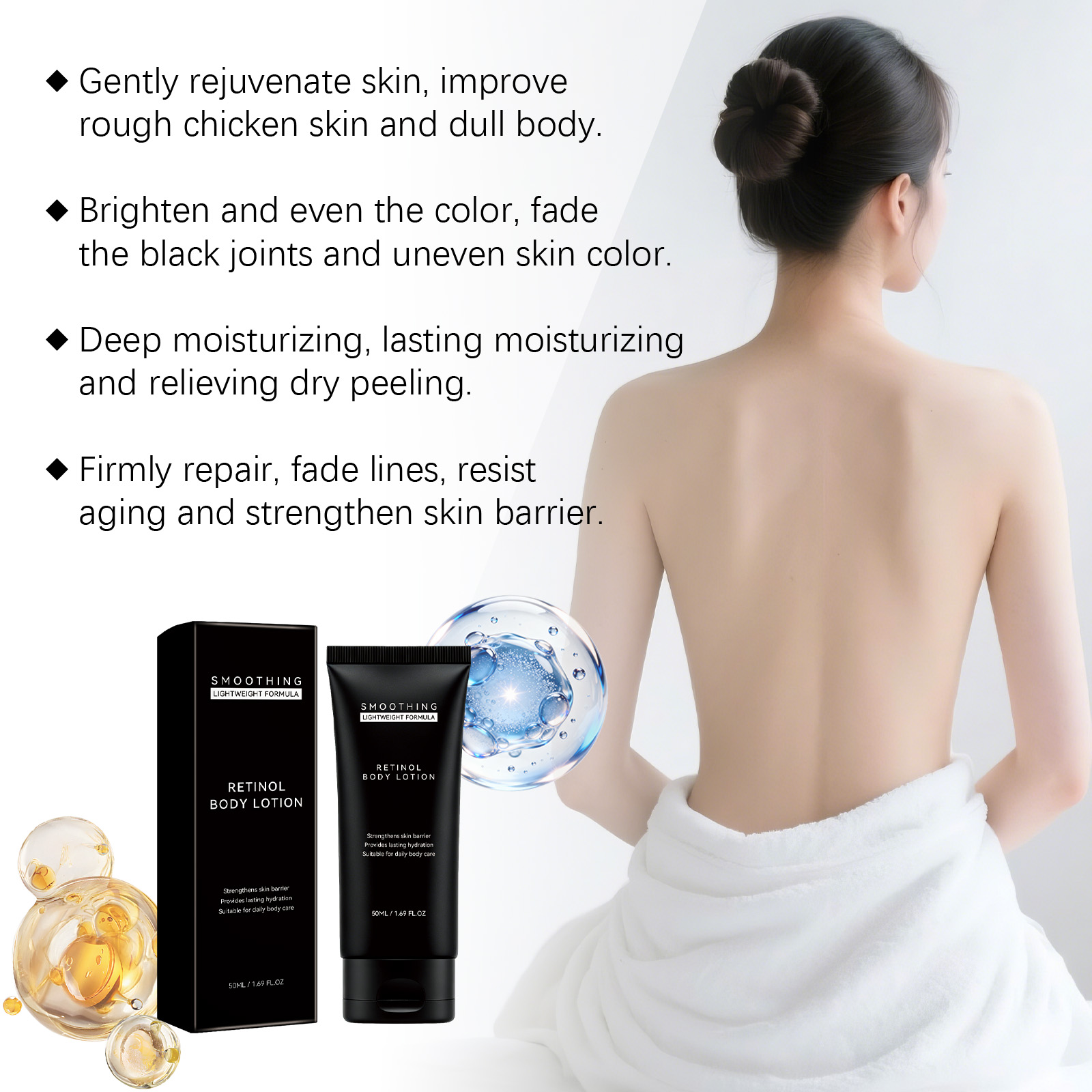 Retinol Skin Renewing Body Lotion Mild Formula Nourish Skin Light Texture Moisturize Daily Body Care