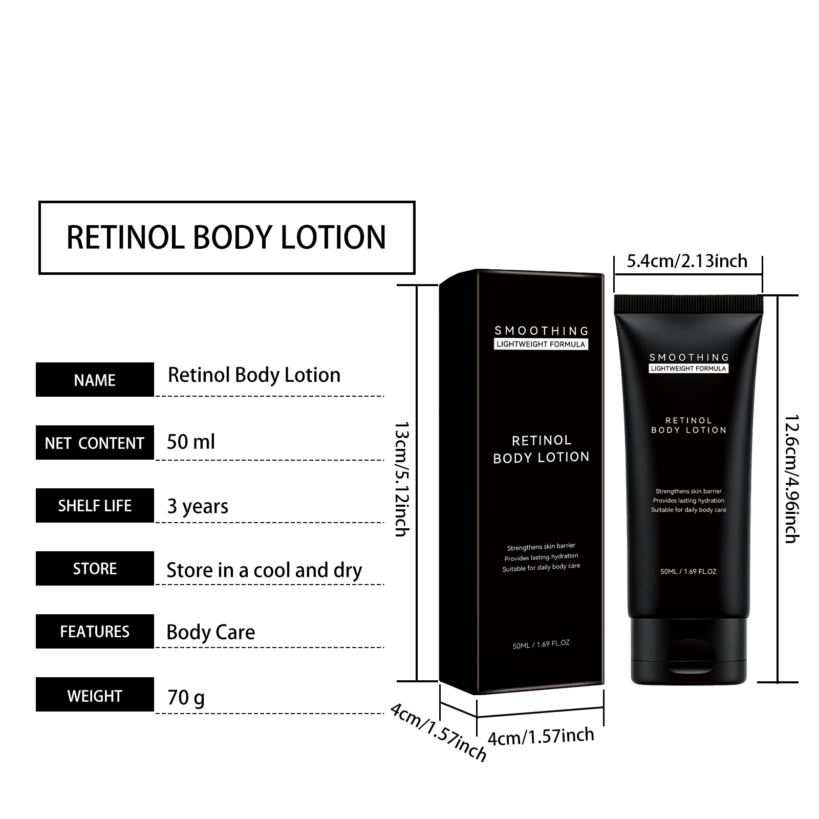 Retinol Skin Renewing Body Lotion Mild Formula Nourish Skin Light Texture Moisturize Daily Body Care