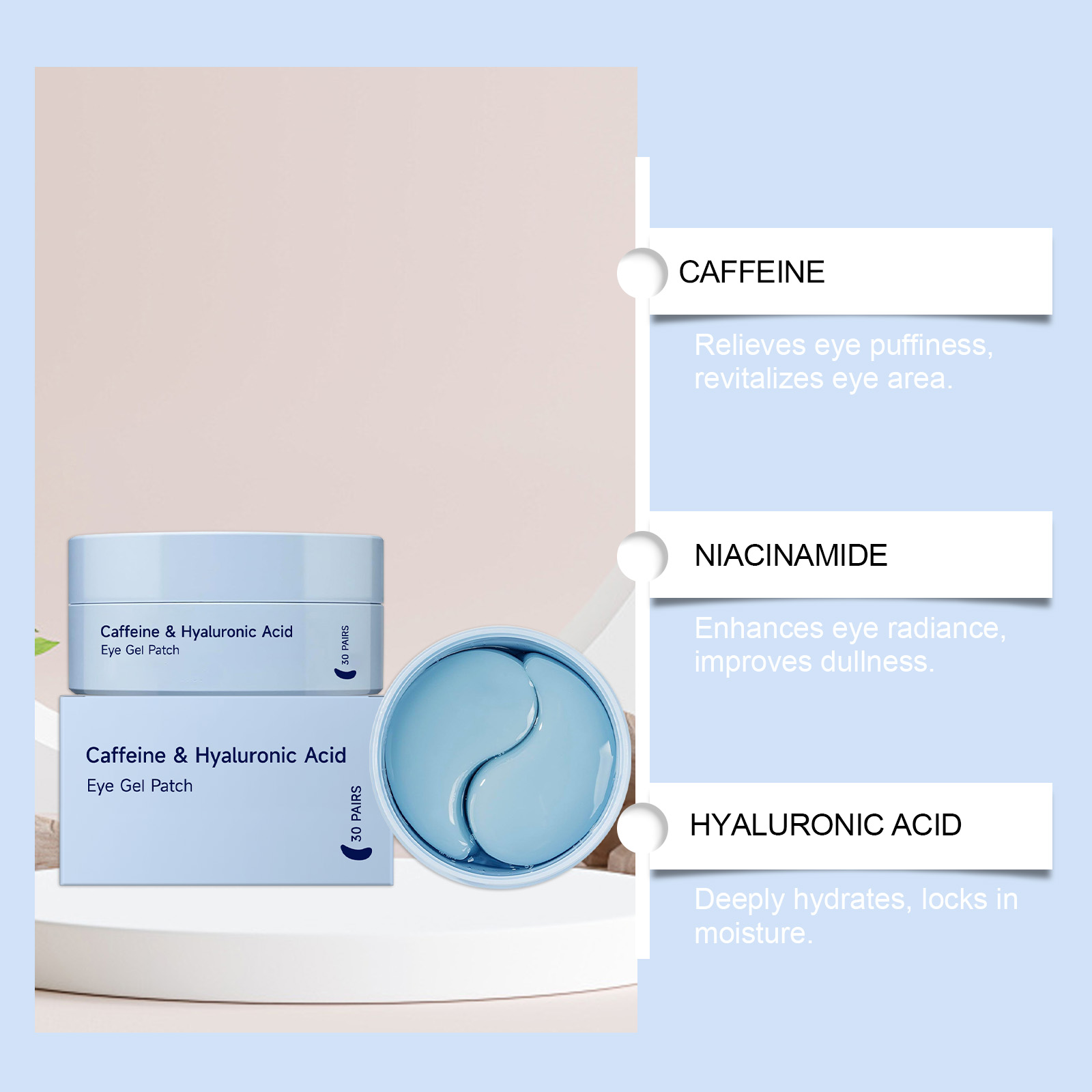 Caffeine Moisturizing Eye Mask Mild Elastic Hydrating Bright Smooth Daily Eye Skin Care
