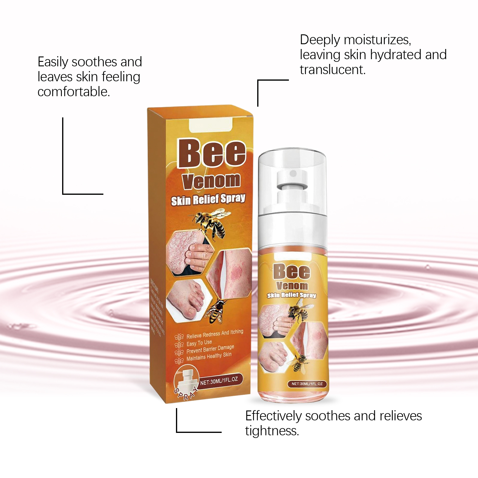 Soothe Skin Spray Soft Mild Hydrating Moisturizing Cleansing Comfort Bee Venom Care Body Complexion