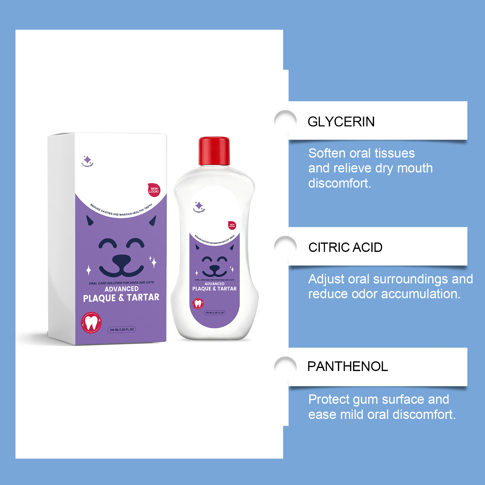 Pet Oral Care Liquid Mild Formula Mint Fragrance Gum Protection Bad Breath Removal Daily Cleansing