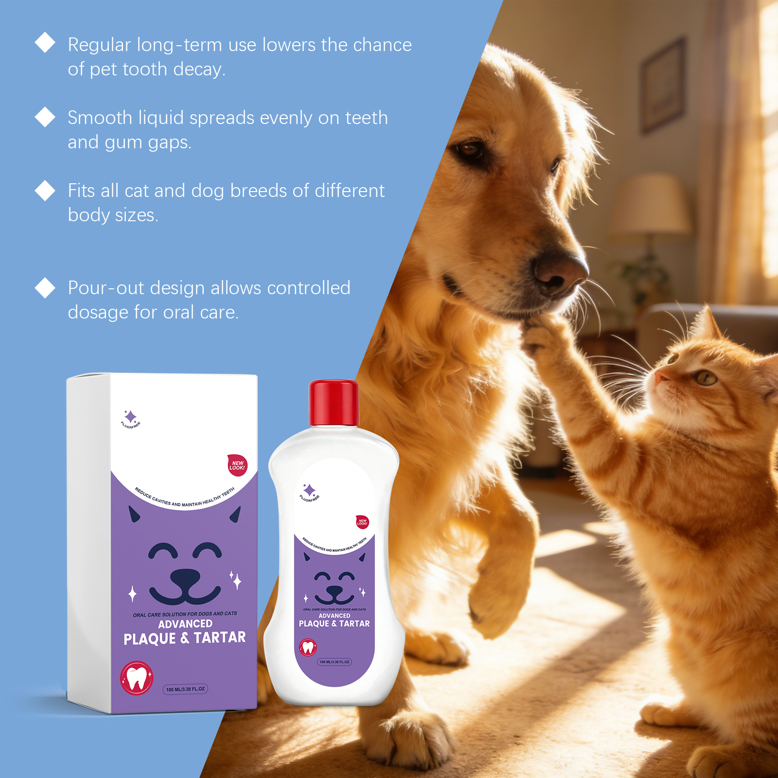 Pet Oral Care Liquid Mild Formula Mint Fragrance Gum Protection Bad Breath Removal Daily Cleansing