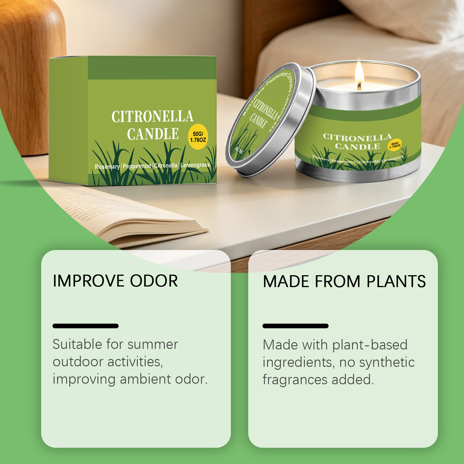 Citronella Candle Fresh Scent For Summer Outdoor Courtyard Romantic Dinner Ambient Lighting