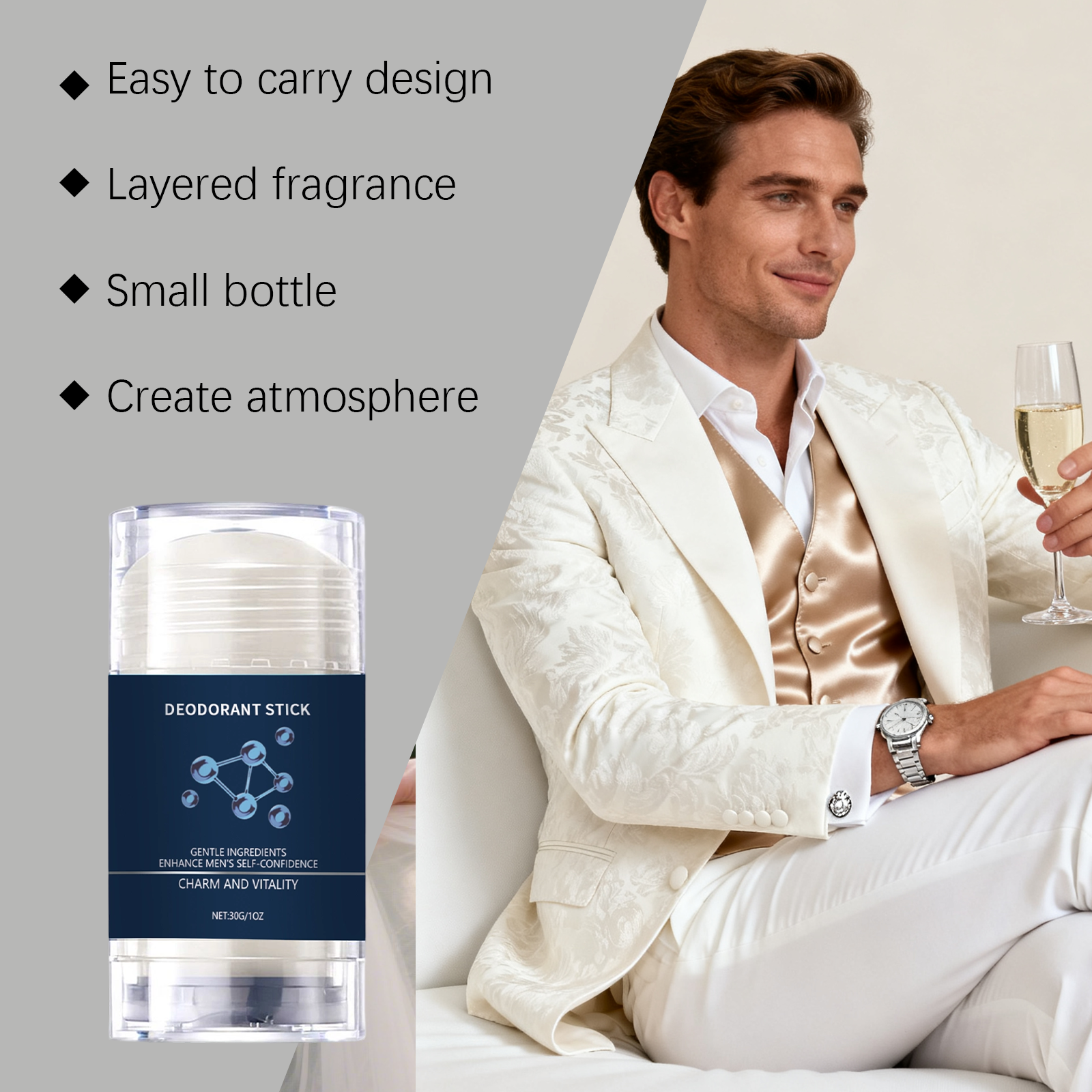 Men Solid Fragrance Stick Fresh Longlasting Portable Natural Pleasant Show Confident Charm Daily Carry Use