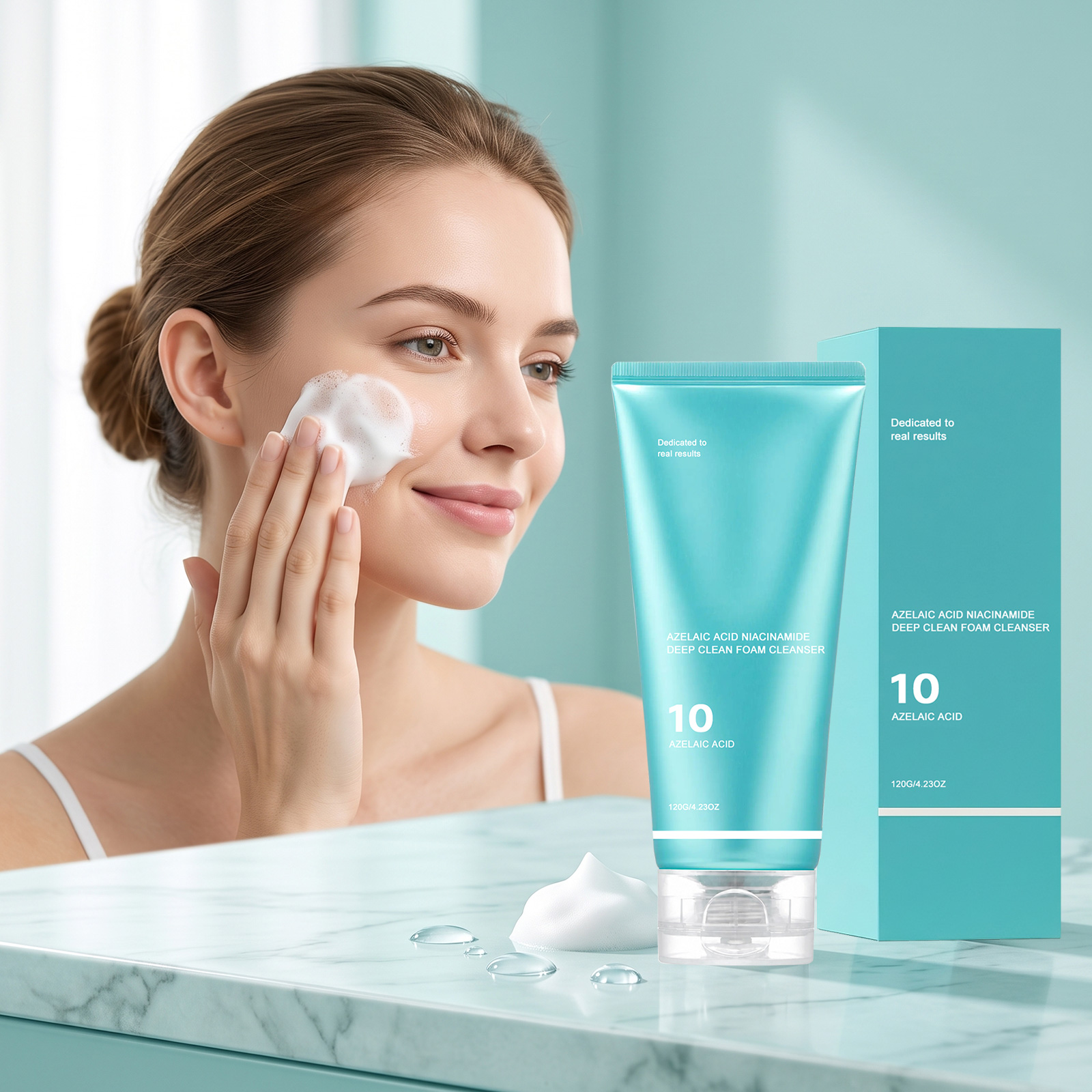 Nicotinamide Cleansing Facial Cleanser Dense Foam Mild Cleansing Soft Texture Comfortable Facial Application Easy Rinse Non Sticky
