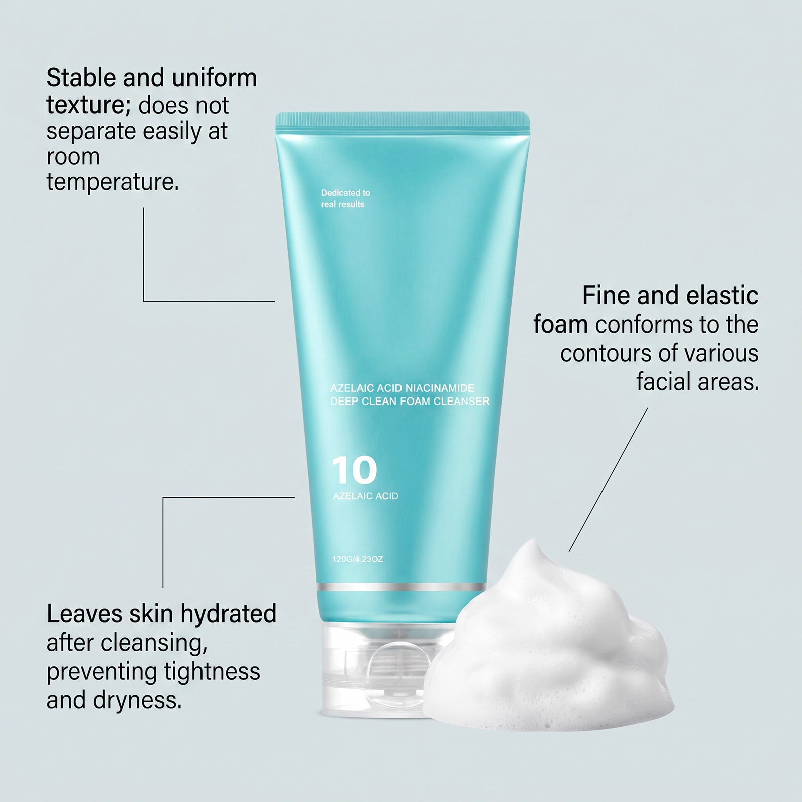 Nicotinamide Cleansing Facial Cleanser Dense Foam Mild Cleansing Soft Texture Comfortable Facial Application Easy Rinse Non Sticky