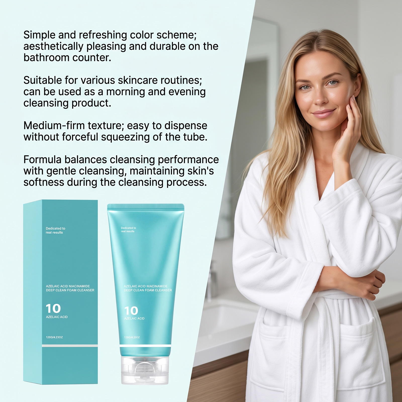 Nicotinamide Cleansing Facial Cleanser Dense Foam Mild Cleansing Soft Texture Comfortable Facial Application Easy Rinse Non Sticky