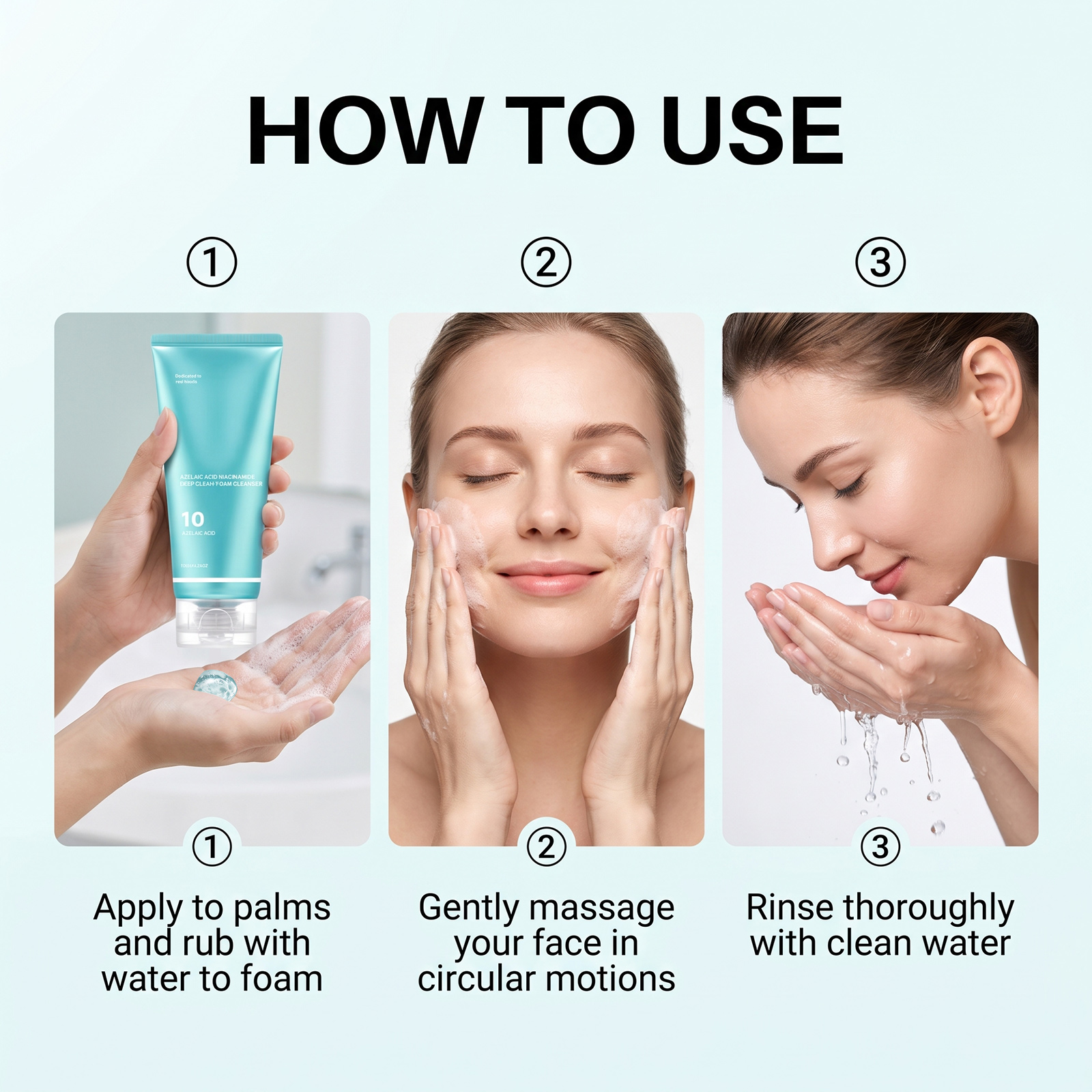 Nicotinamide Cleansing Facial Cleanser Dense Foam Mild Cleansing Soft Texture Comfortable Facial Application Easy Rinse Non Sticky