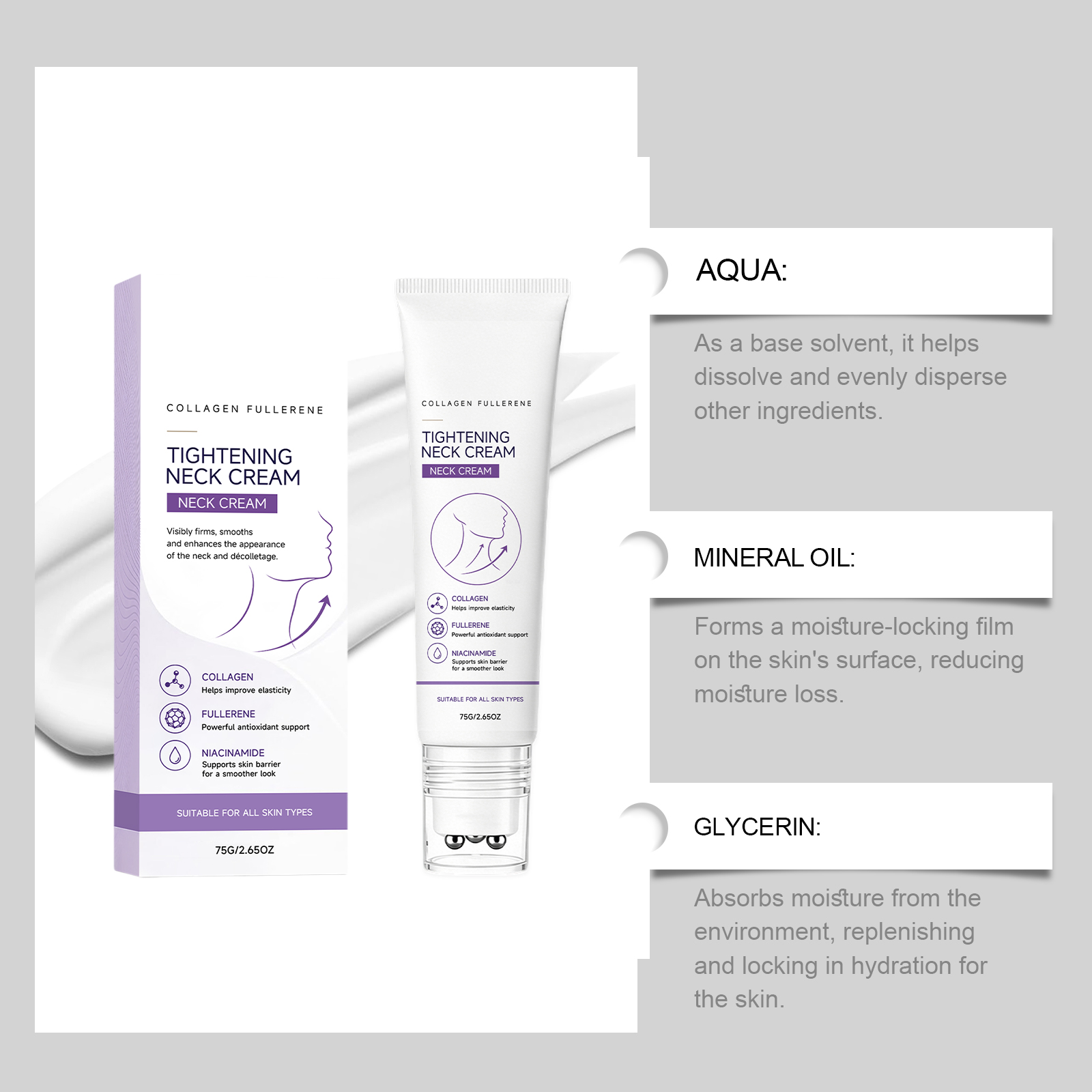 Collagen Moisturizing Neck Cream For Daily Face And Neck Skin Care Tender Hydrating Smooth Massage