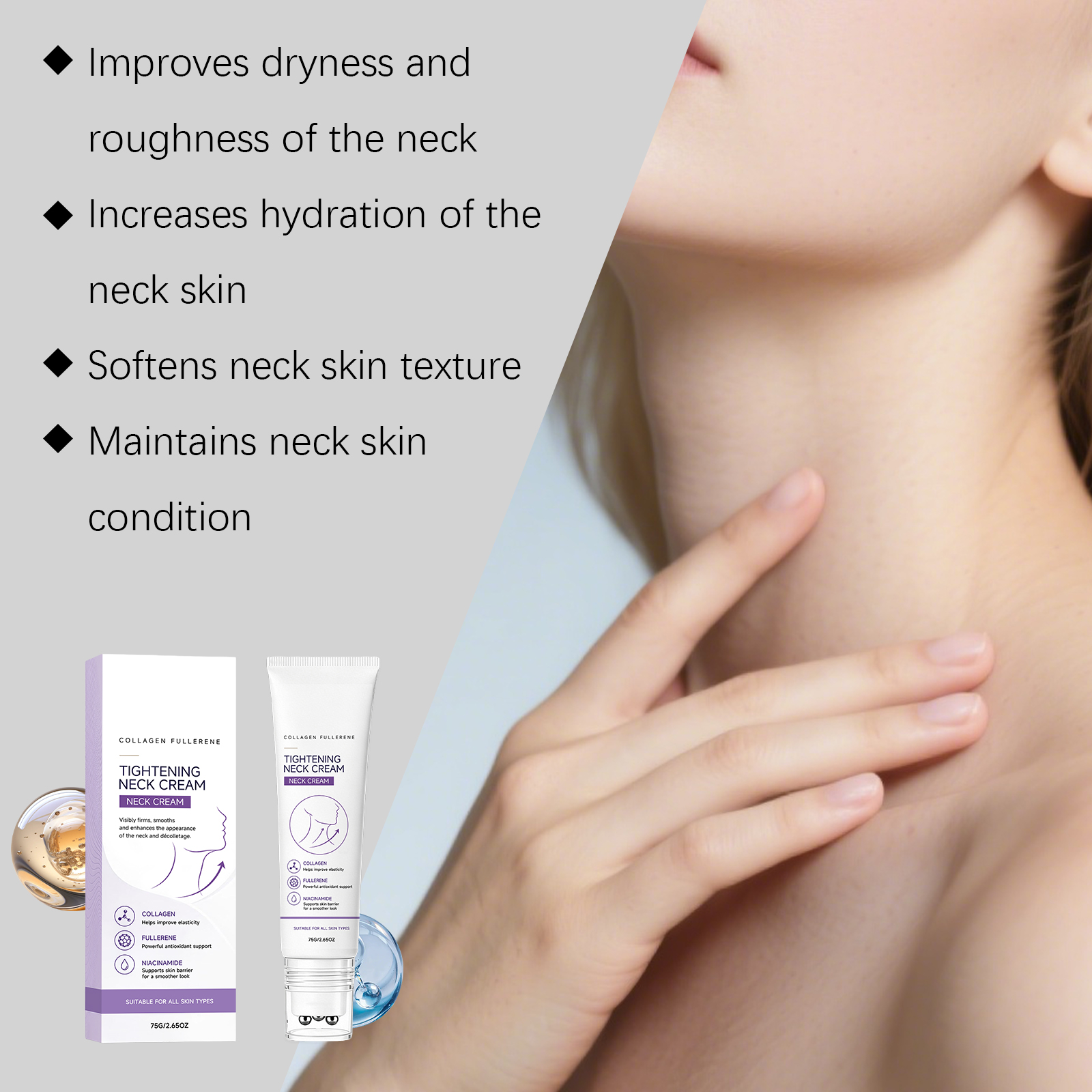 Collagen Moisturizing Neck Cream For Daily Face And Neck Skin Care Tender Hydrating Smooth Massage