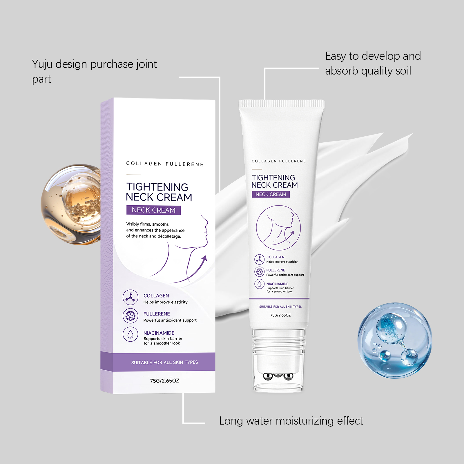 Collagen Moisturizing Neck Cream For Daily Face And Neck Skin Care Tender Hydrating Smooth Massage
