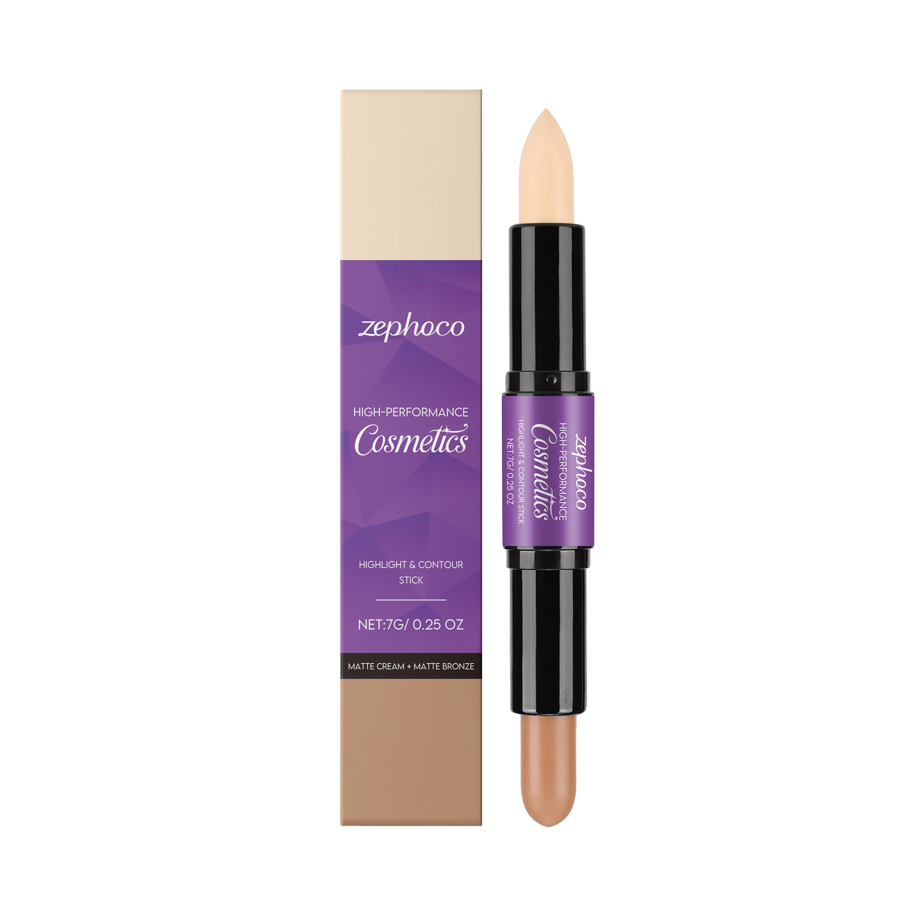 2 In 1 Cream Highlight Contour Stick Portable Rotating Pen Dual Bright Concealer