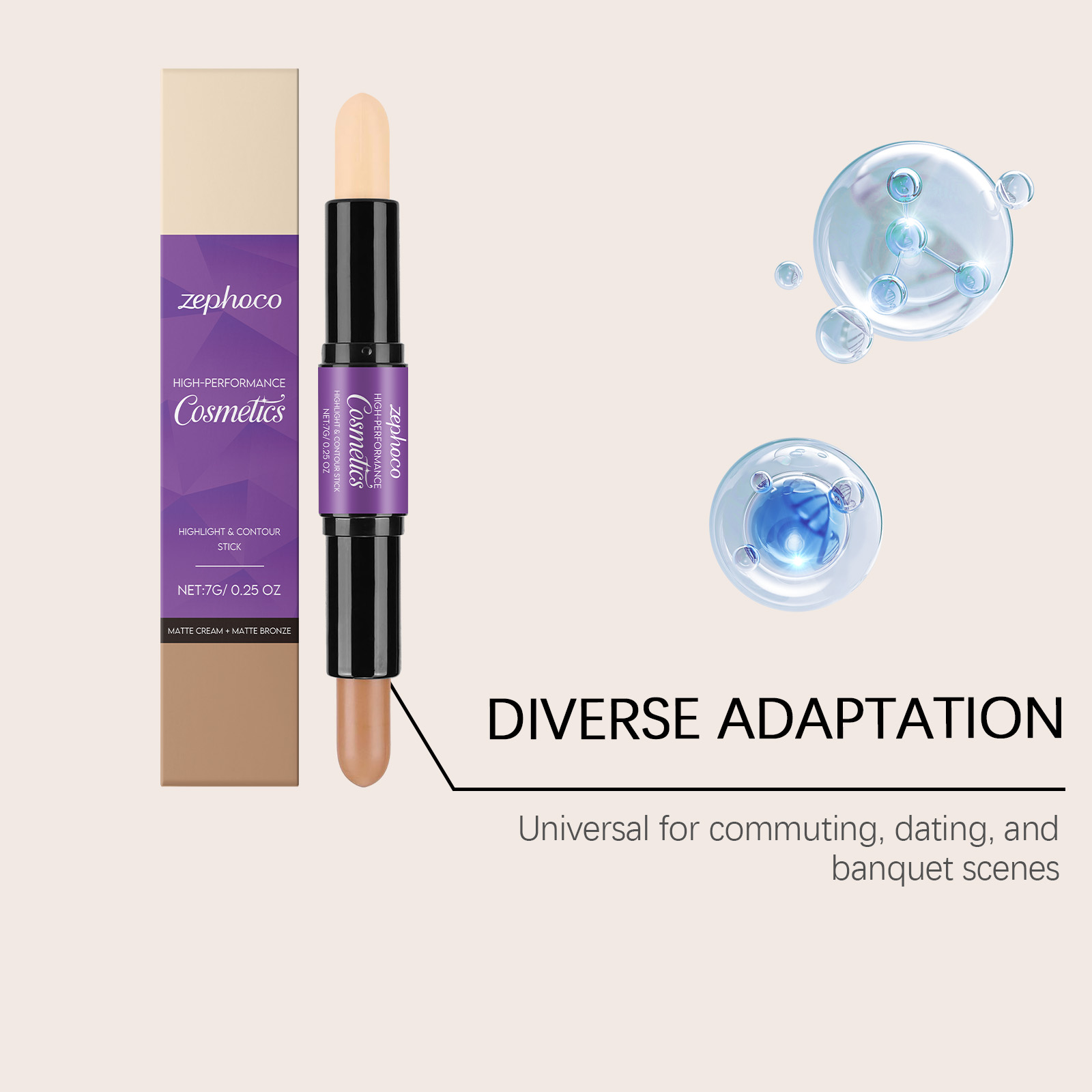 2 In 1 Cream Highlight Contour Stick Portable Rotating Pen Dual Bright Concealer