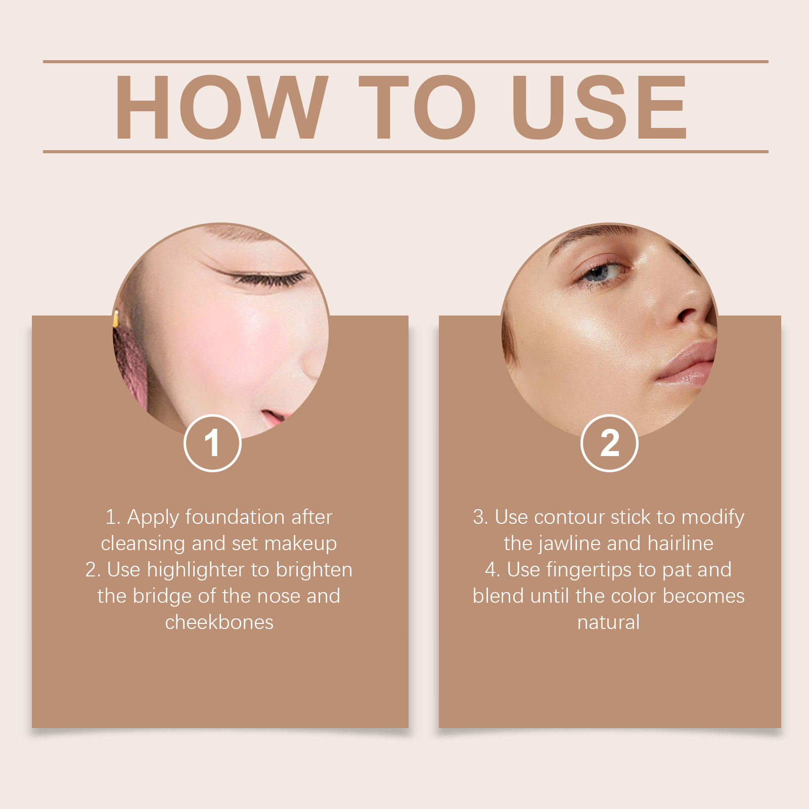 2 In 1 Cream Highlight Contour Stick Portable Rotating Pen Dual Bright Concealer