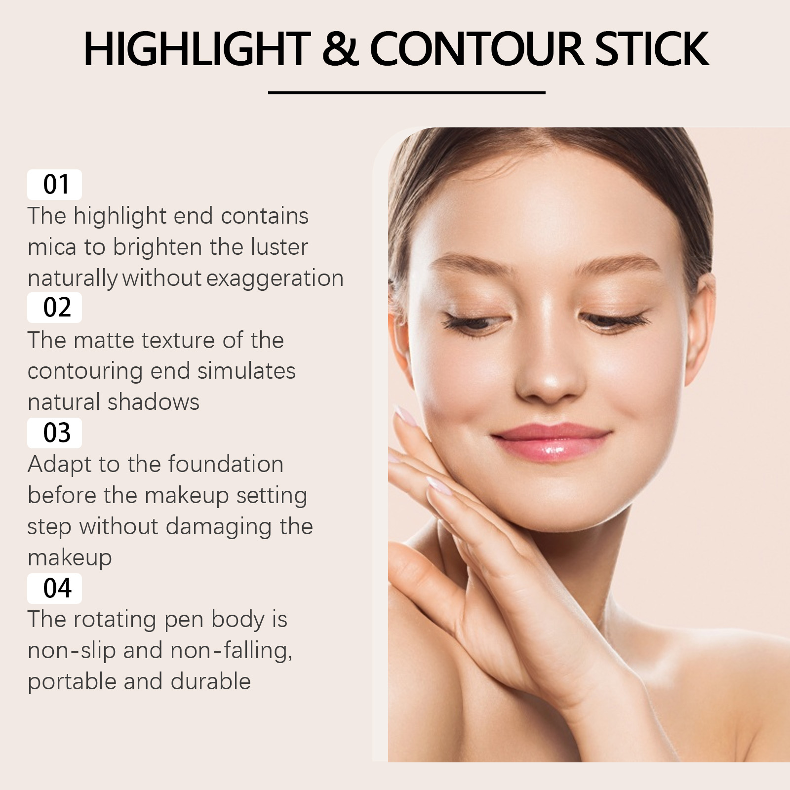 2 In 1 Cream Highlight Contour Stick Portable Rotating Pen Dual Bright Concealer